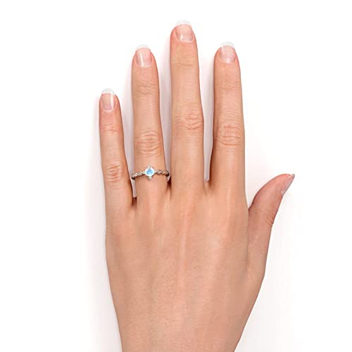10K/14K Vintage Rainbow Moonstone & Diamond Engagement Ring - Scalloped Rose Gold Wedding Band, Birthstone Jewelry for Women - Perfect for Anniversaries, Proposals & Special Occasions