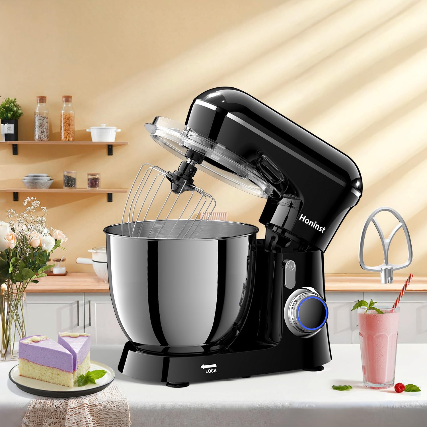 6.5QT 10-Speed Tilt-Head Electric Stand Mixer with Bowl, Dough Hook, Whisk & Beater - Powerful Kitchen Mixer for Baking Cakes, Cookies & Bread - Perfect for Home Bakers & Cooking Enthusiasts - Black