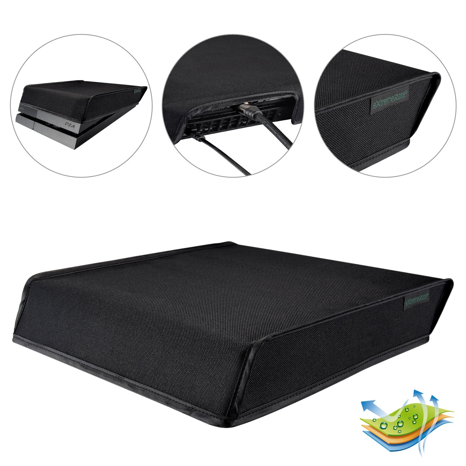 eXtremeRate Premium Nylon Dust Guard Cover for PS4 Console - Black | Protective Case for PlayStation 4 | Prevent Dust & Scratches | Perfect for Gaming Setup & Storage Protection