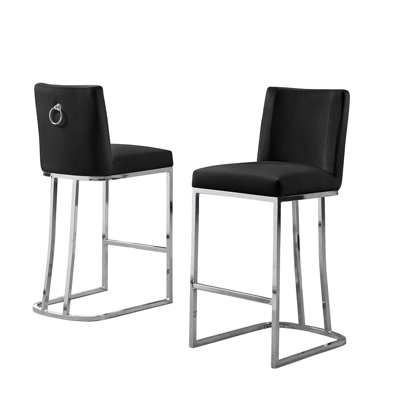 Premium Counter Height Bar Stools - Set of 4 Black Metal Frame Kitchen Island Chairs with Padded Seats for Dining Room, Breakfast Nook & Home Bar Decor