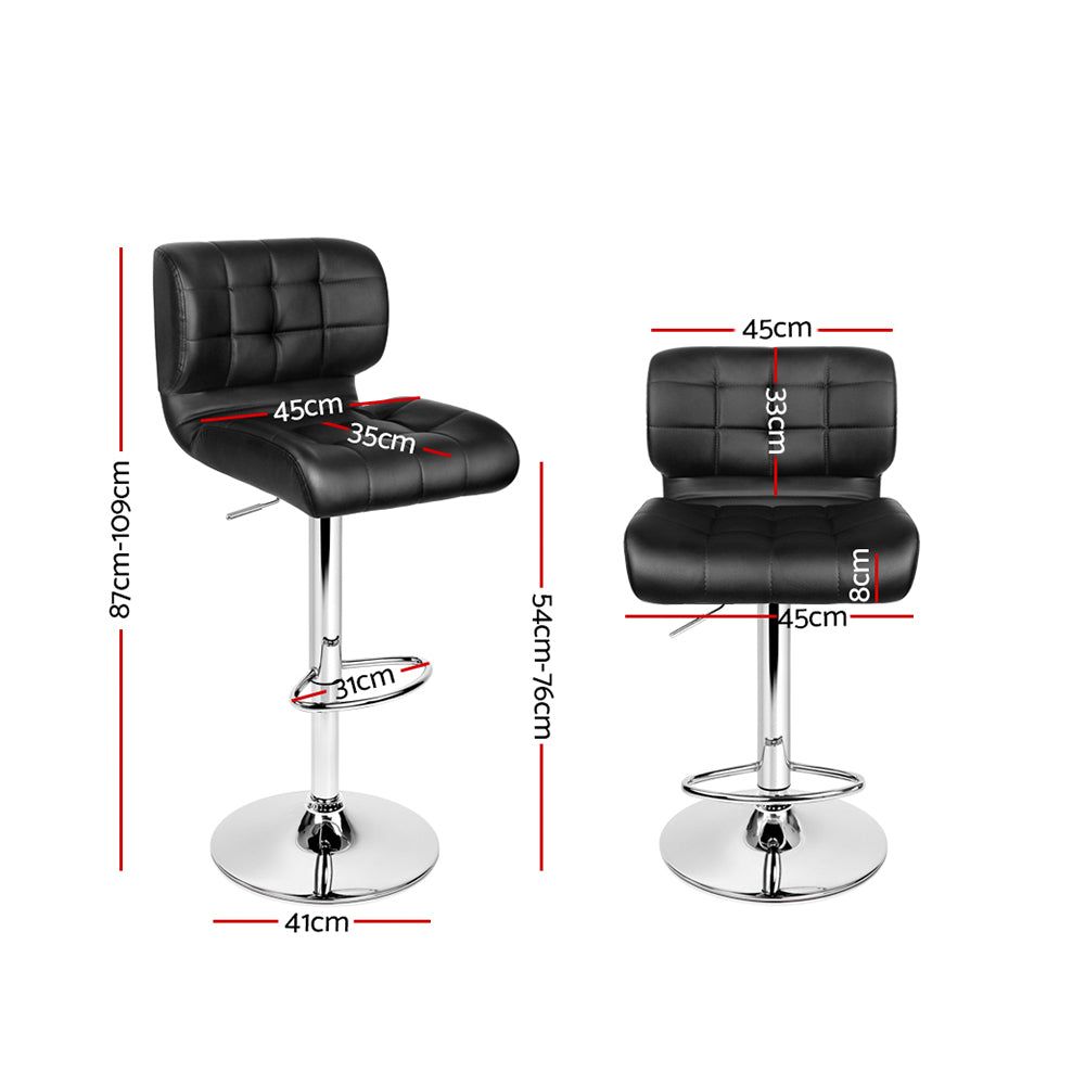 Adjustable Height Bar Stools with Gas Lift Mechanism - Black Leather Padded Counter Stools for Kitchen Island, Breakfast Bar & Home Decor