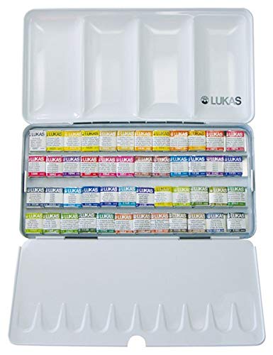 Lukas 1862 Professional Watercolor Paint Set - 48 Half Pans Vibrant Artist Grade Watercolors | Easy-to-Wet, Rich Pigments, Long-Lasting Colors | Perfect for Watercolor Painting, Sketching, Illustration & Art Projects