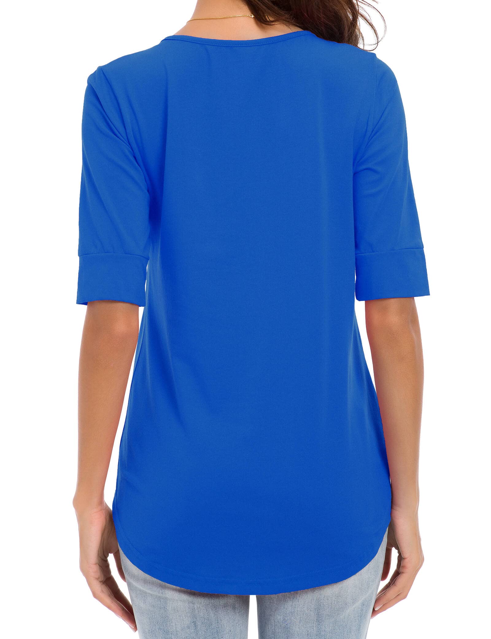 Women's Elbow Length Sleeve Tops - Summer Fashion Cotton Blouses & Casual Tunic Tee Shirts | Breathable Comfort for Work, Travel & Everyday Wear