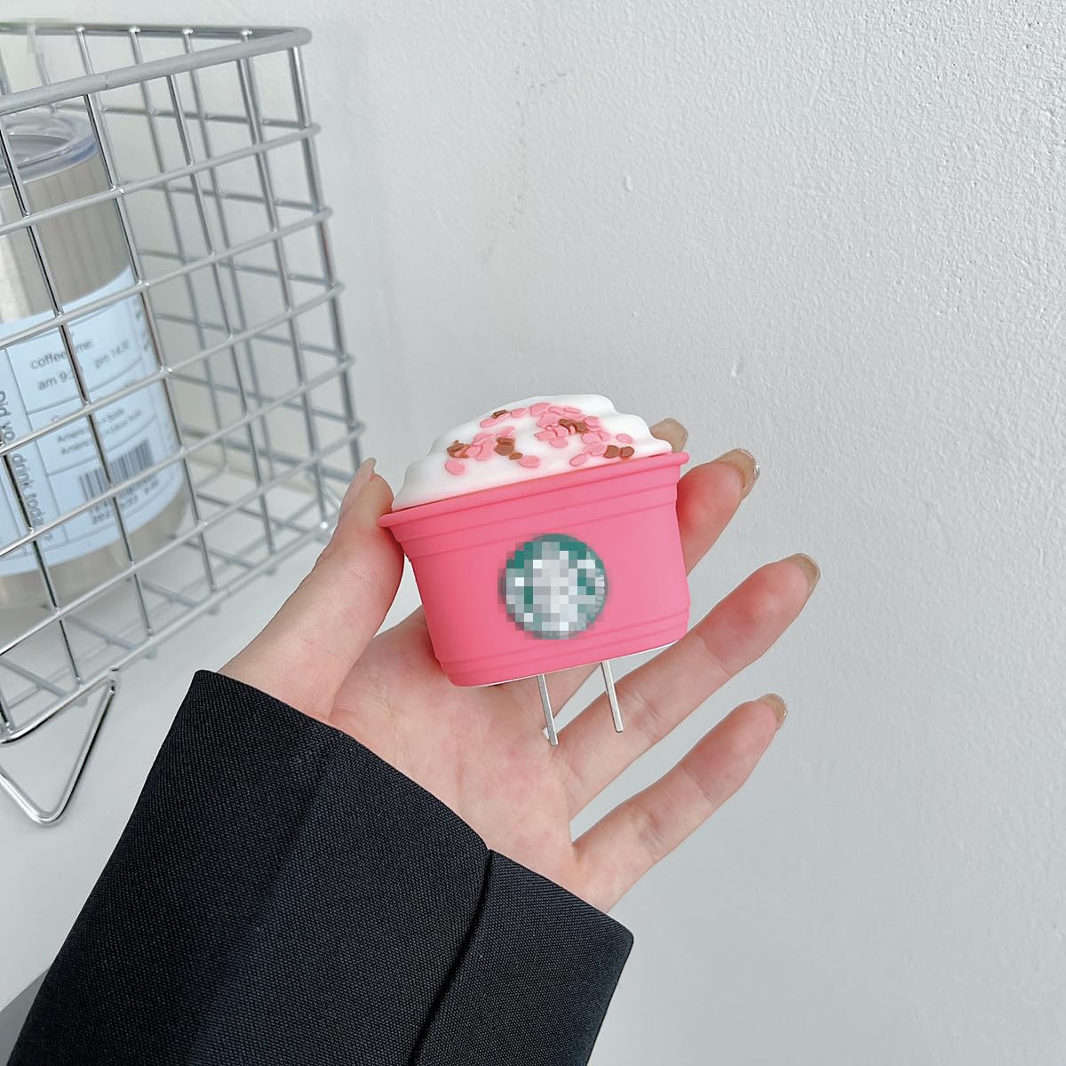 Cute Cartoon iPhone 20W USB-C Charger Cable Protector - Funny 3D Kawaii Design Fast Charging Adapter Cover for iPhone 12/13/14/15 Pro Max - Perfect for Home, Office & Travel (Pink Cup Style)