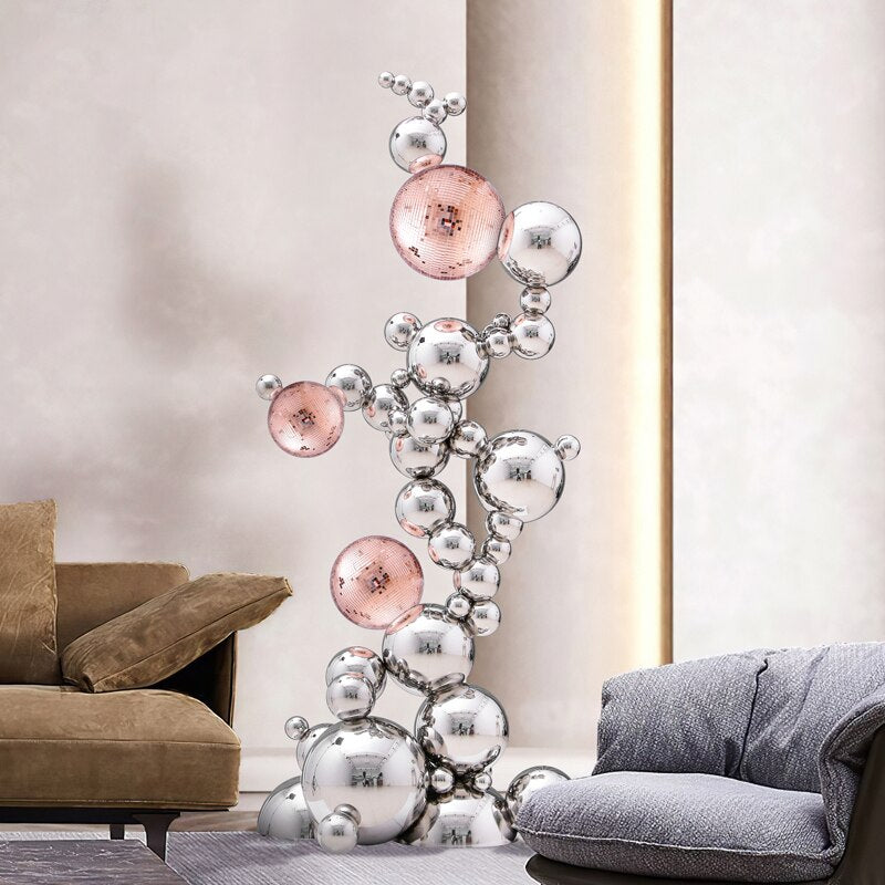 Abstract Jumbled Balls Stainless Steel Home Decor - Modern Sculpture for Living Room, Office & Garden Decoration