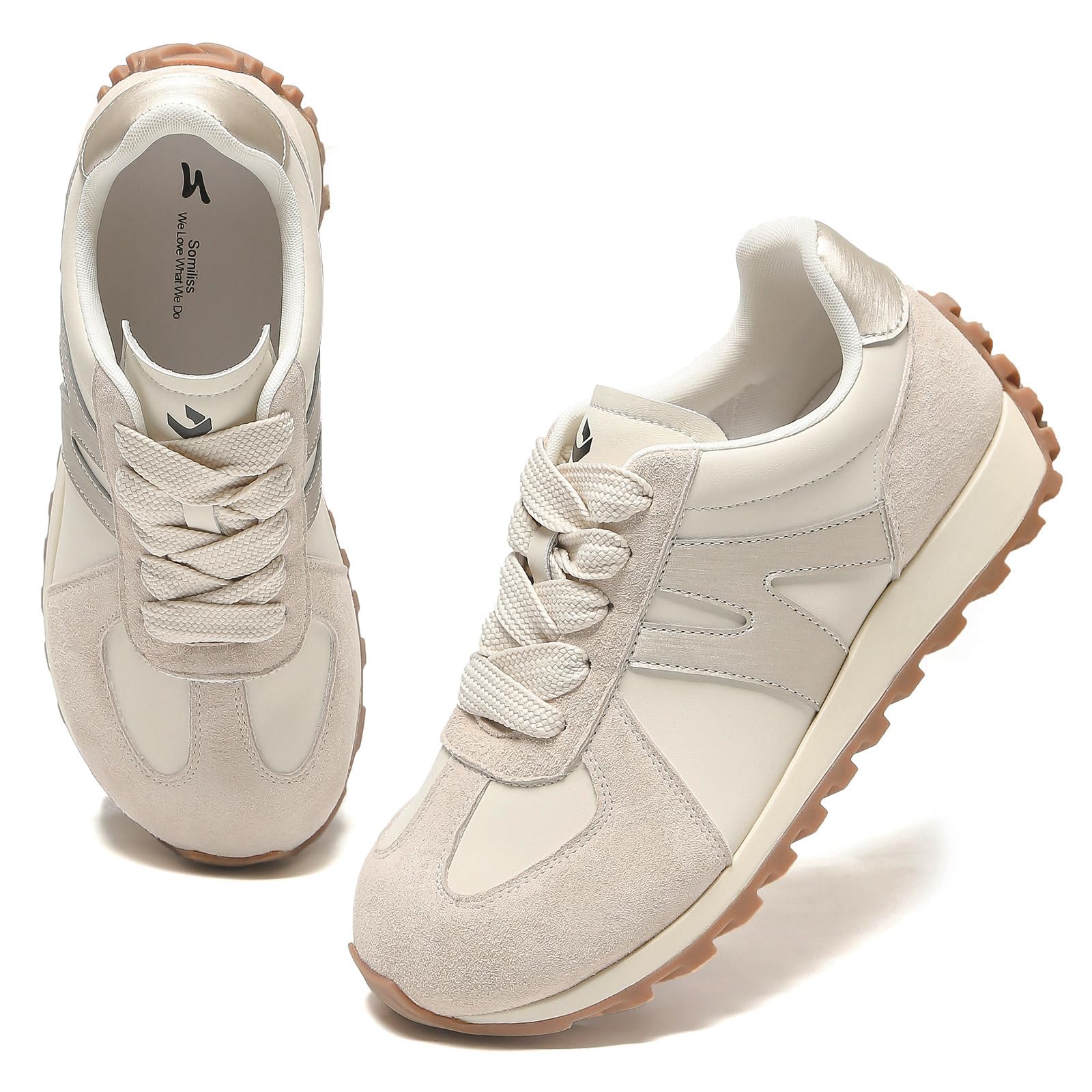 Somiliss Women's Wide Toe Box Shoes - Breathable Microfiber Leather & Suede Patchwork Non-Slip Sneakers for Walking, Gym, Tennis, Running & Workout | Comfortable Casual Fashion Sneakers for Women | Perfect for Daily Wear, Sports & Outdoor Activities