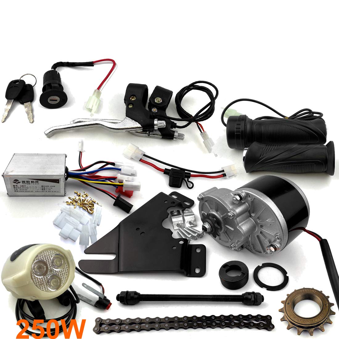 24V 36V 250W Electric DC Motor with Brushes - High Power Conversion Kit for Electric Bikes & Scooters - Perfect for DIY E-Bike Upgrades and Commuting Solutions