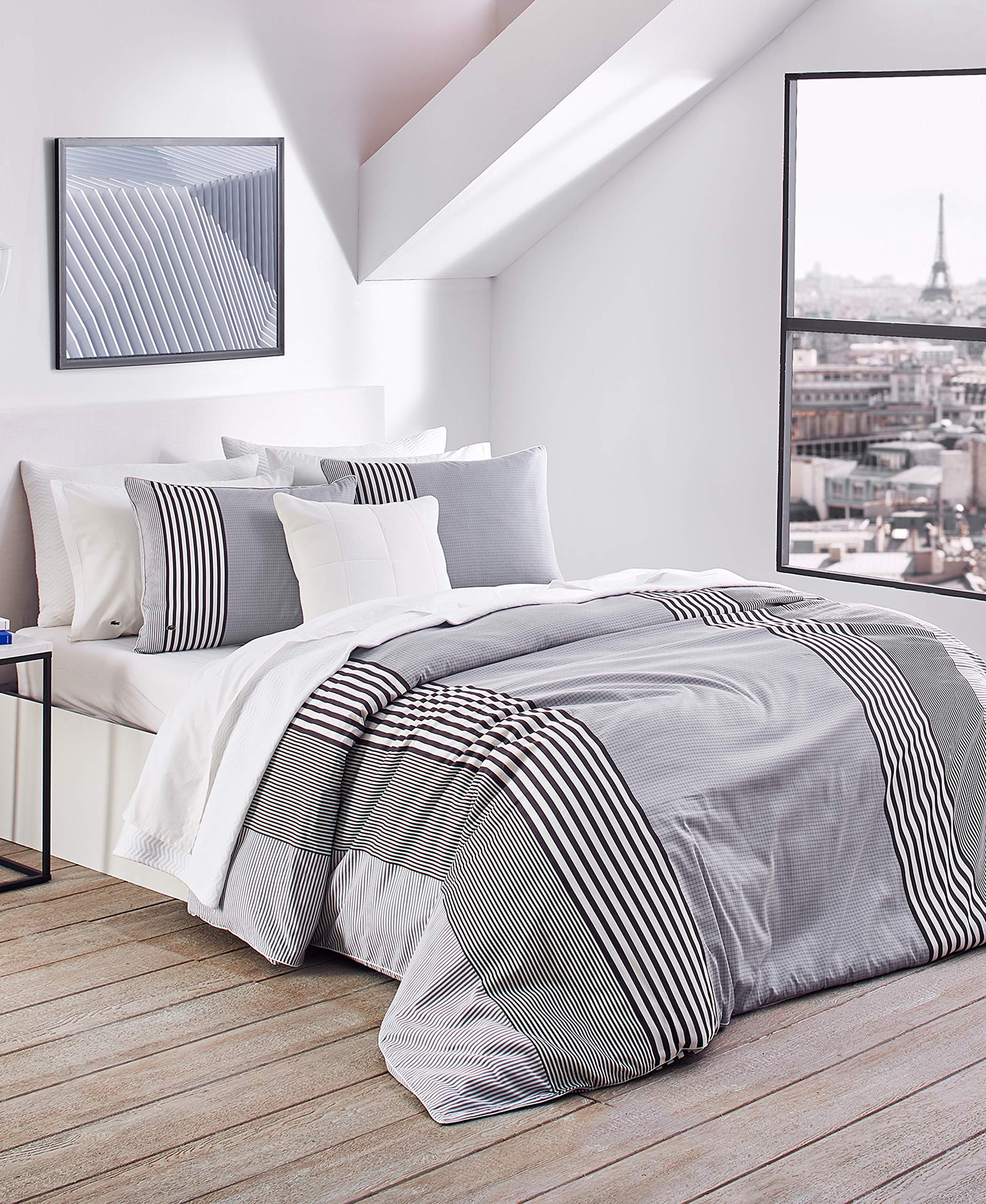 Lacoste Meribel 100% Cotton Bedding Set - Twin/Twin XL Comforter in Grey - Soft & Breathable for Cozy Sleep - Perfect for Kids' Rooms, Guest Beds & Dorm Decor