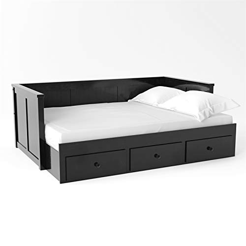 Furniture of America Medina Cottage Style Storage Daybed in Black - Perfect for Guest Rooms, Small Spaces & Cozy Cottage Decor