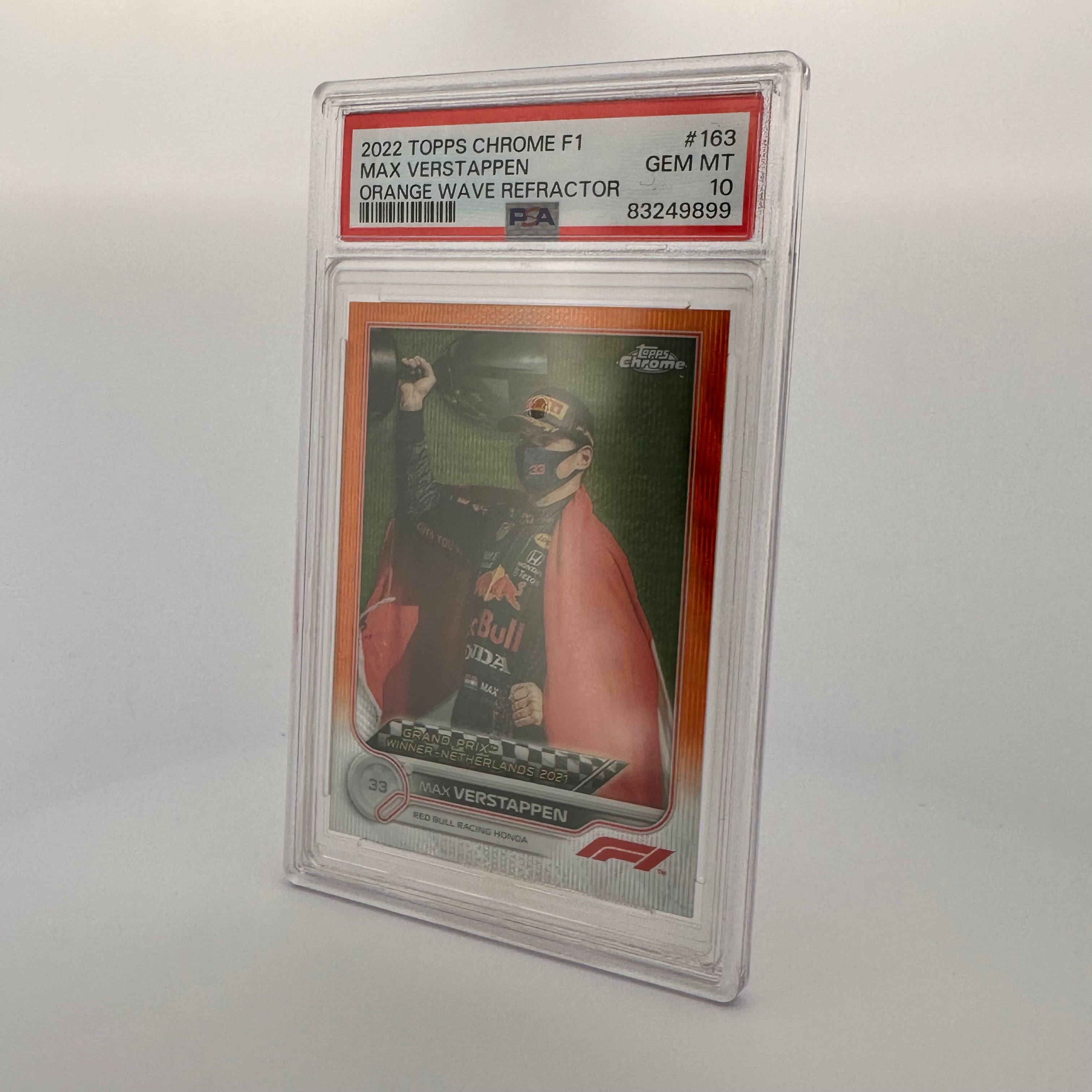 PSA 10 2021 Topps Chrome Formula 1 Max Verstappen #163 Orange Wave Refractor - Rare F1 Trading Card for Collectors & Sports Memorabilia Enthusiasts