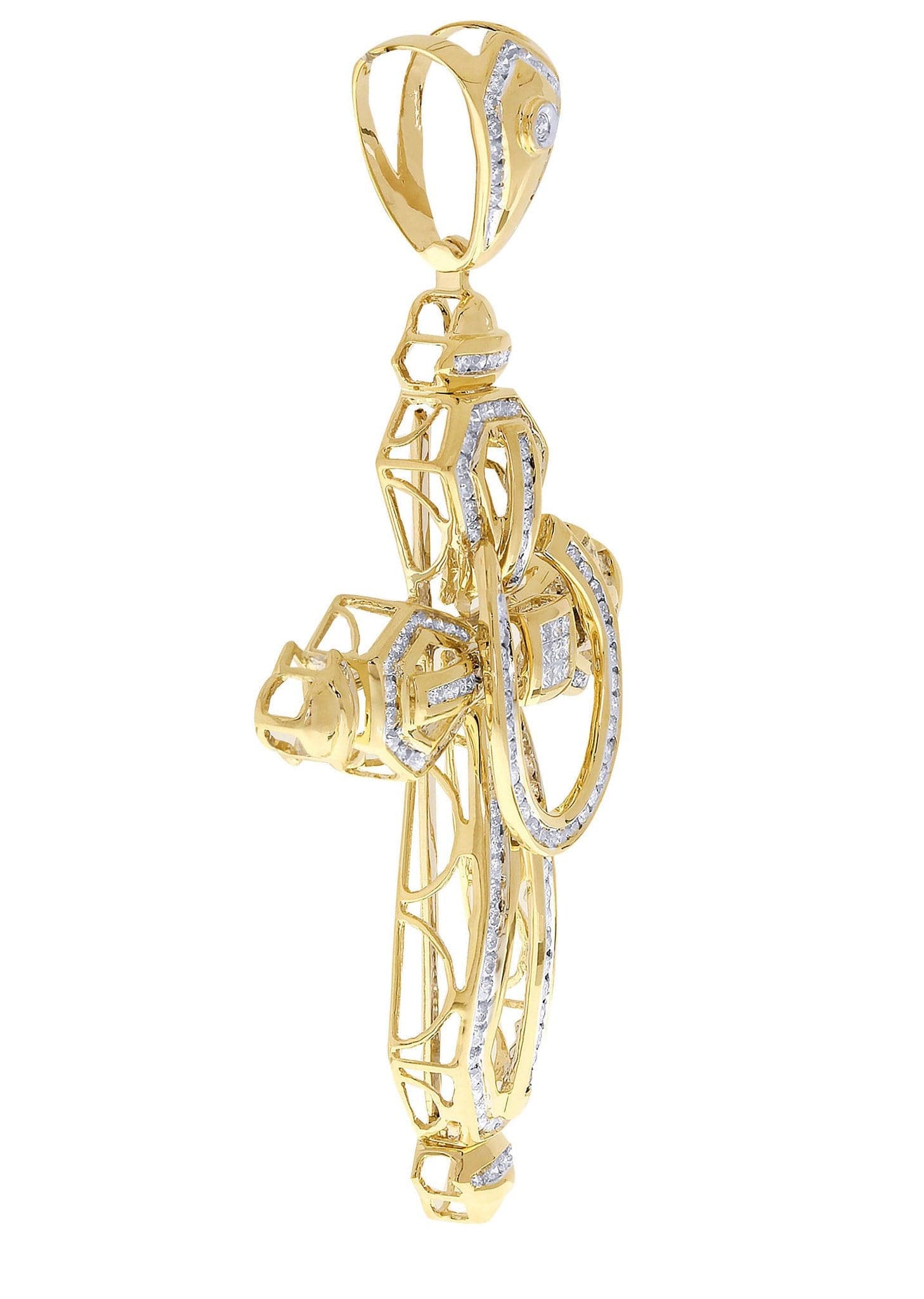3.61 Carat Diamond Cross Pendant Necklace - 24.73 Grams Solid Gold Religious Jewelry for Women - Perfect for Church, Baptism & Special Occasions