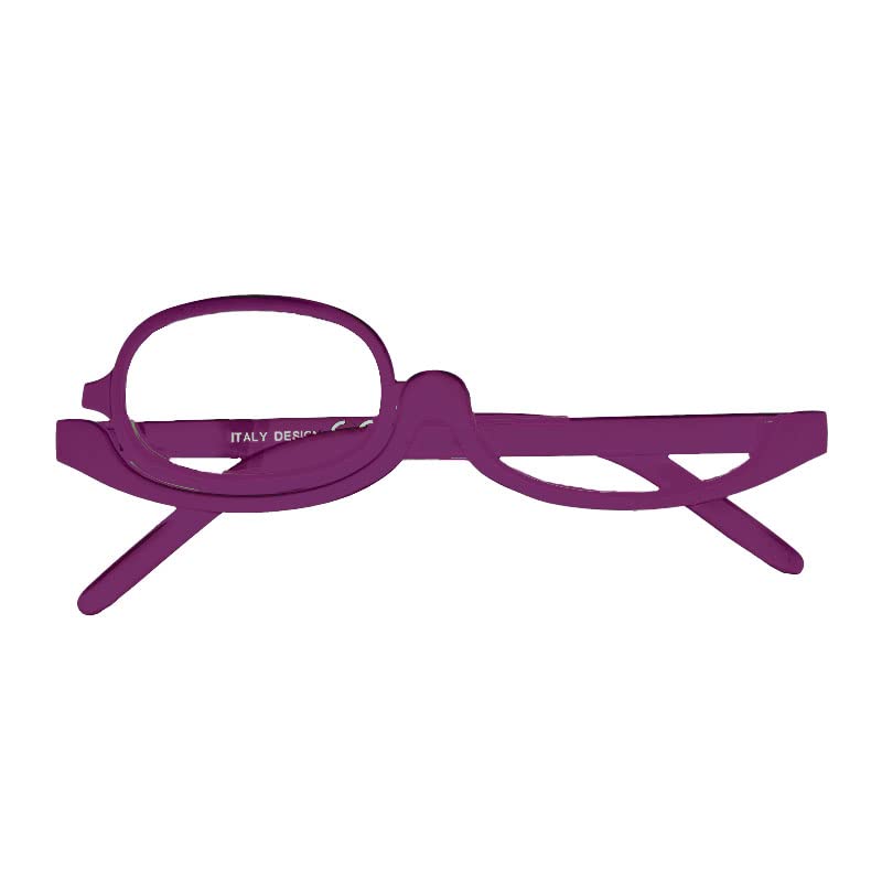 Magnifying Makeup Glasses 2 Pack - 1.5X Flip Lens (White/Purple) for Reading & Cosmetics
