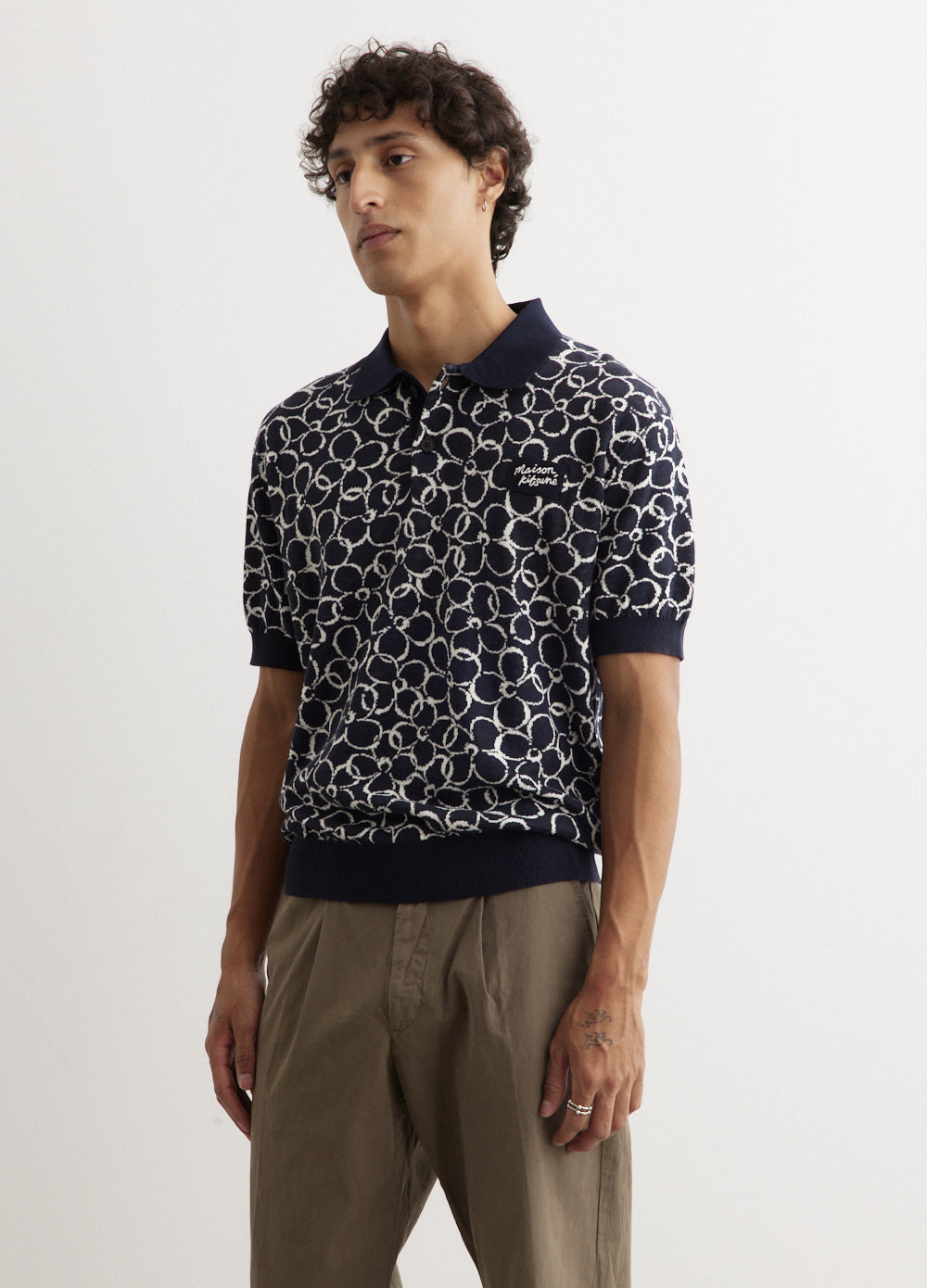 Abstract Daisy Jacquard Polo Shirt for Women - Stylish Floral Print Summer Top - Perfect for Casual Outings, Office Wear & Outdoor Activities