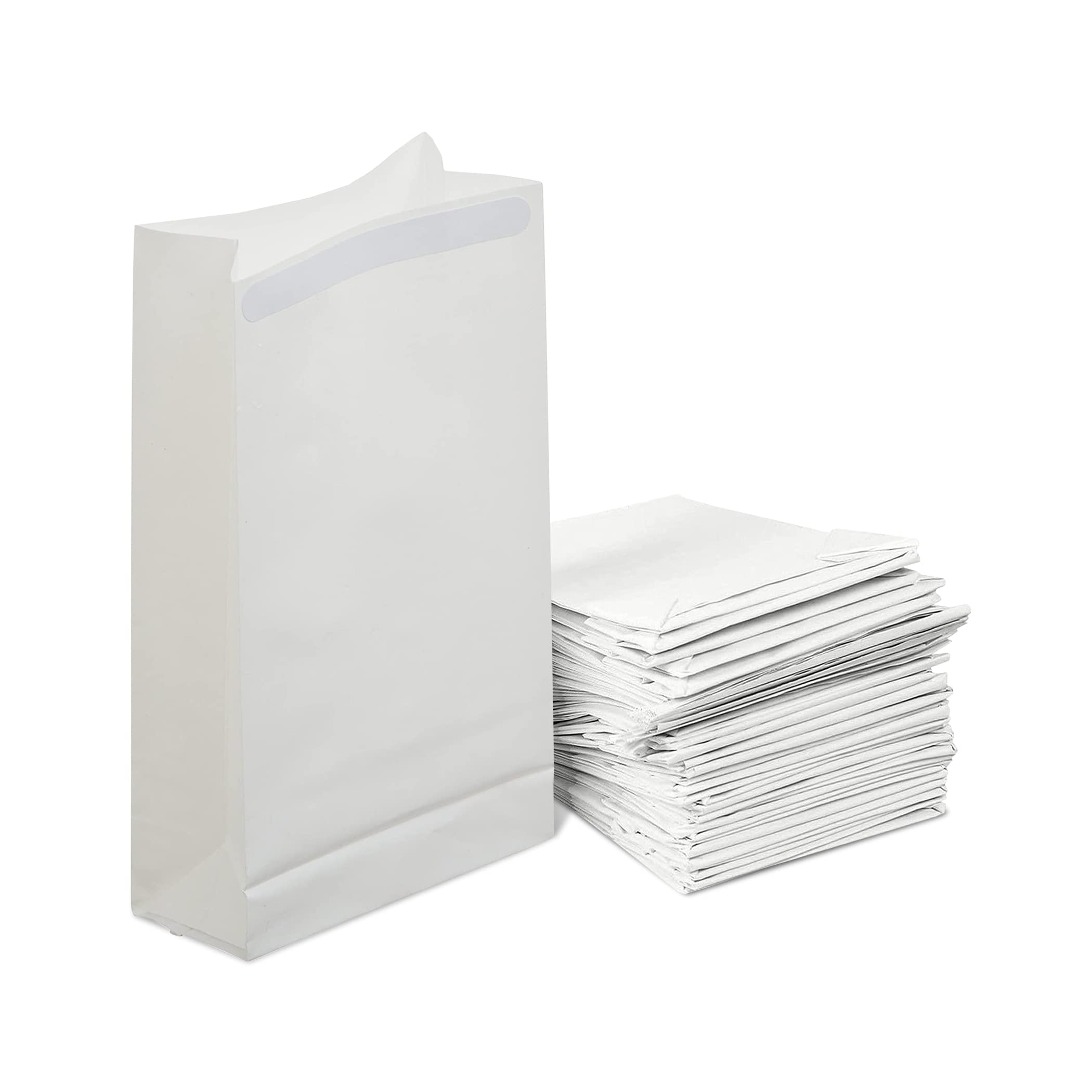 1000 Pack White Disposable Air Sickness Bags with Adhesive Tape Closure - 4.5