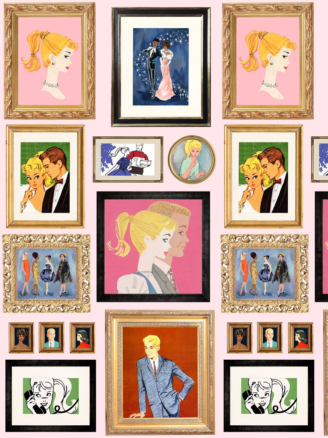 Barbie™ Pink Illustrated Wallpaper for Gallery Walls - Perfect for Kids' Rooms, Playrooms & Nursery Decor