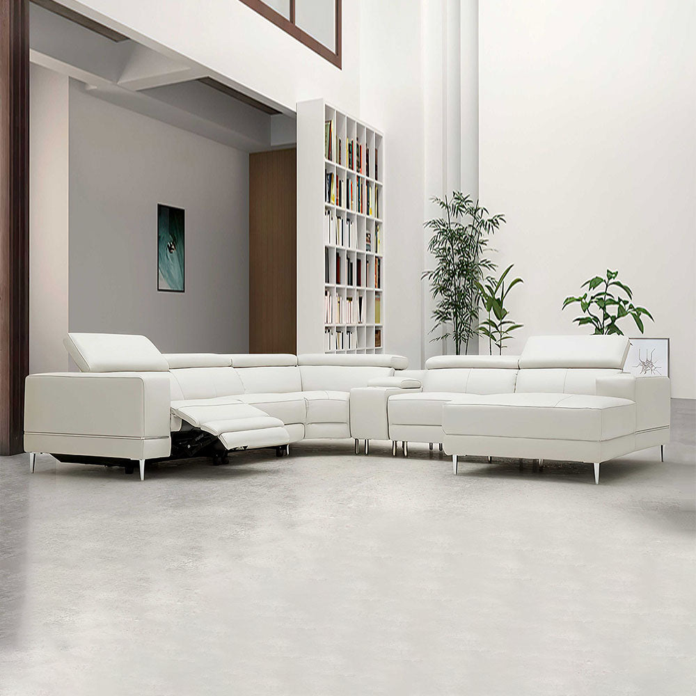 Violla Modern Leather Sectional Sofa with Recliner - Luxurious Living Room Furniture for Home Theater & Family Gatherings