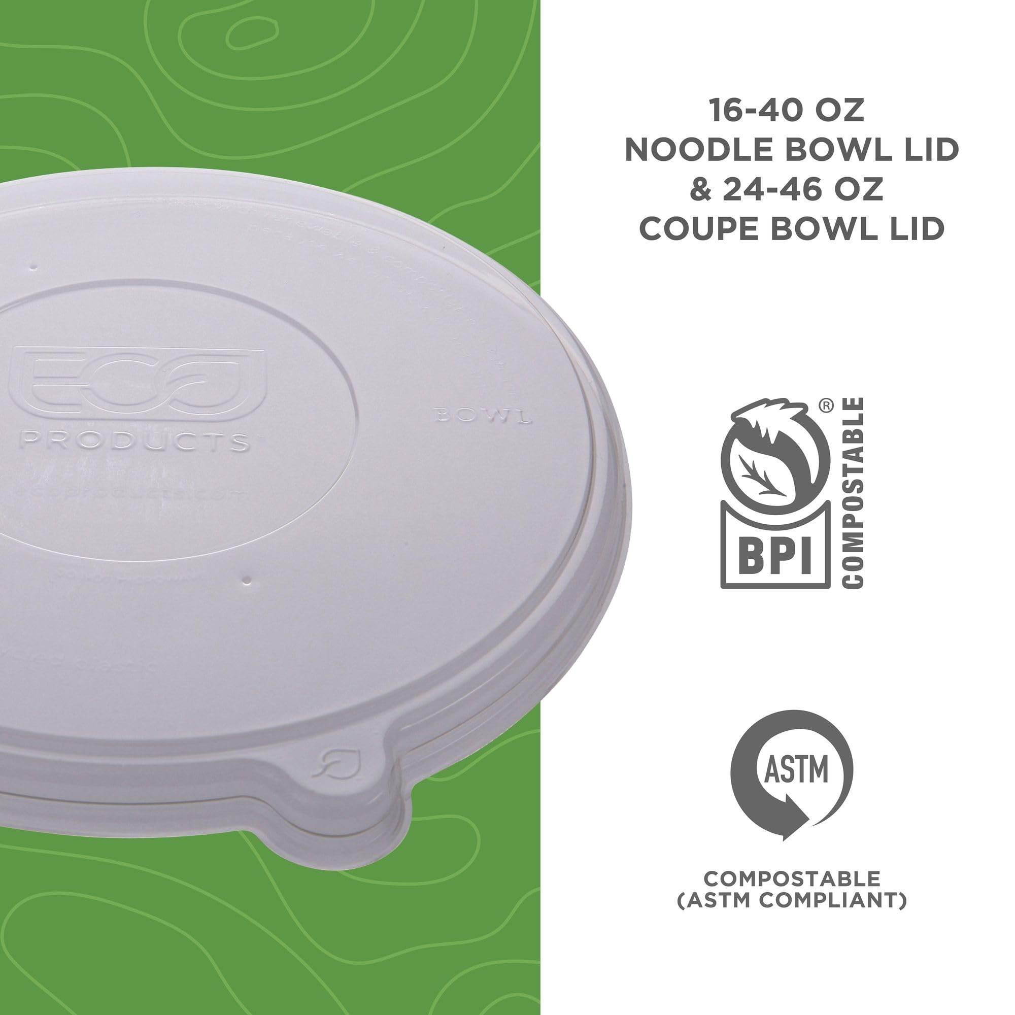 Eco-Friendly Recycled PET Flat Bowl Lids - Case of 400 | Fits 24-46oz Coupe & 16-40oz Noodle Bowls | 100% Recycled Plastic Bottle Material | Clear Disposable Food Container Lids for Restaurants, Cafes & Takeout Services