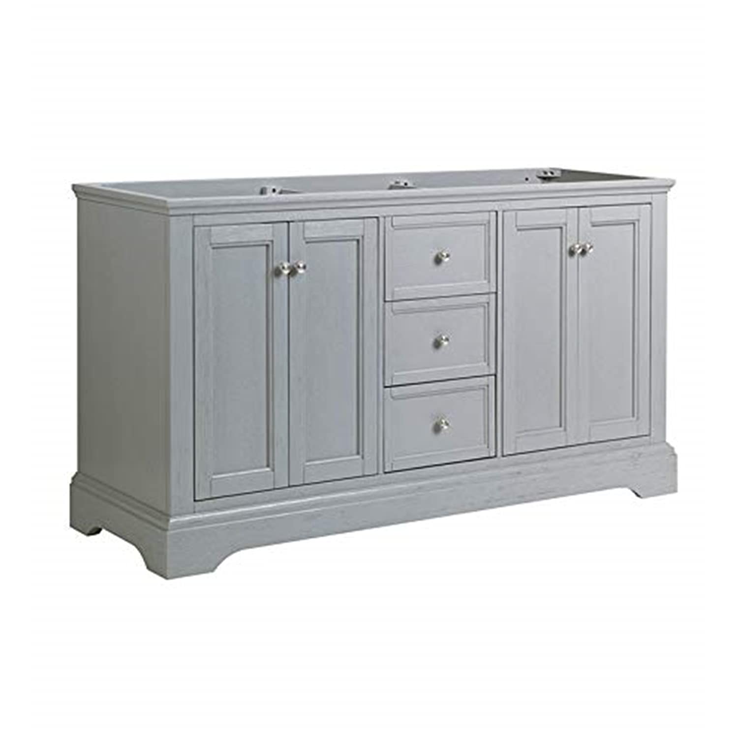 Fresca Windsor 60 Inch Gray Textured Traditional Double Sink Bathroom Vanity Cabinet - Sink Not Included | Perfect for Master Bathroom & Guest Bath Remodeling