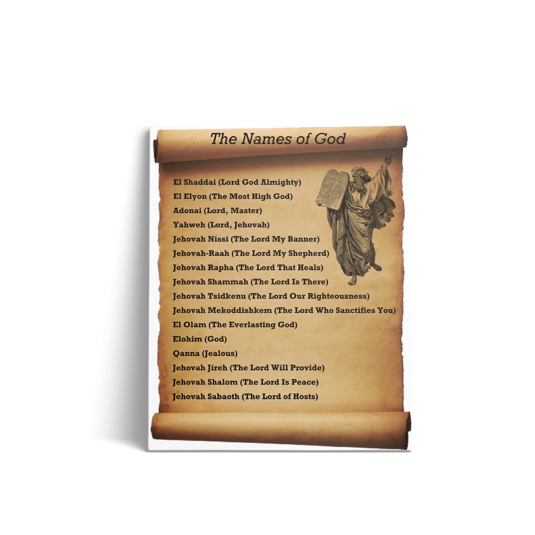 Names of God Framed Poster - Old Testament Biblical Meanings Canvas Wall Art - Christian Home Decor with Bible Verse - 8x10 Inches - Perfect for Church, Prayer Room & Faith-Based Gifts