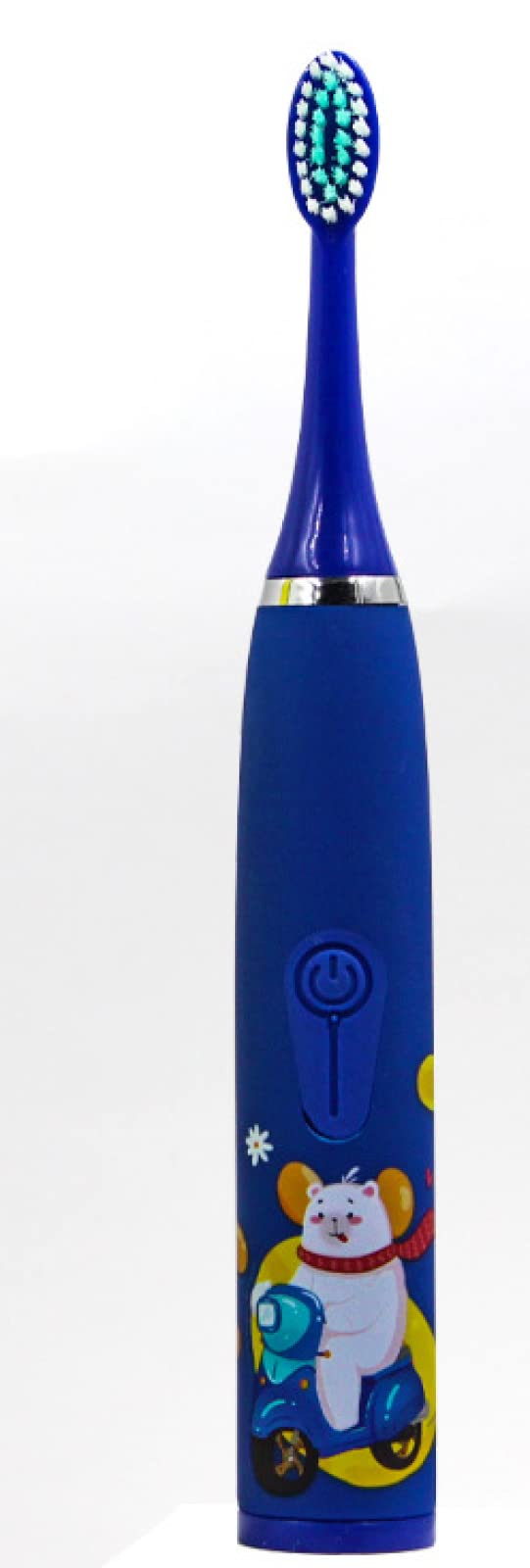 Kids Electric Toothbrush - Rechargeable Waterproof Toothbrush with 8 Soft Bristle Brush Heads, Gentle Gum Cleaning for Children, Dark Blue Cartoon Design | Perfect for Daily Oral Care & Travel Use