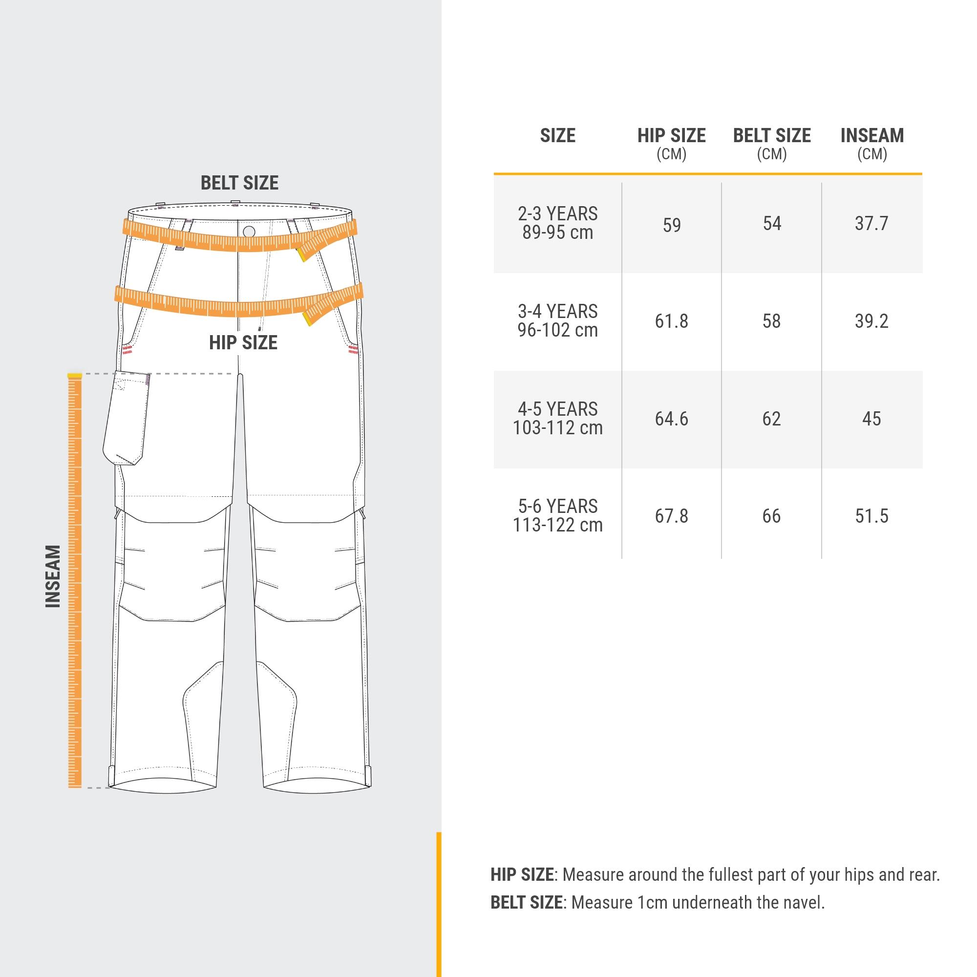 Quechua MH500 Kids' Convertible Hiking Pants - Waterproof & Lightweight Outdoor Pants for Boys & Girls Ages 2-6 - Perfect for Camping, Hiking & Outdoor Adventures