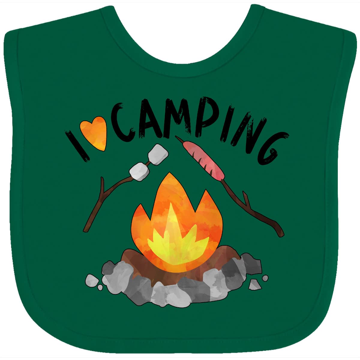 Inktastic I Love Camping Baby Bib - Cute Campfire, Hot Dog & Marshmallows Design - Perfect for Outdoor Adventures, Picnics & Family Camping Trips