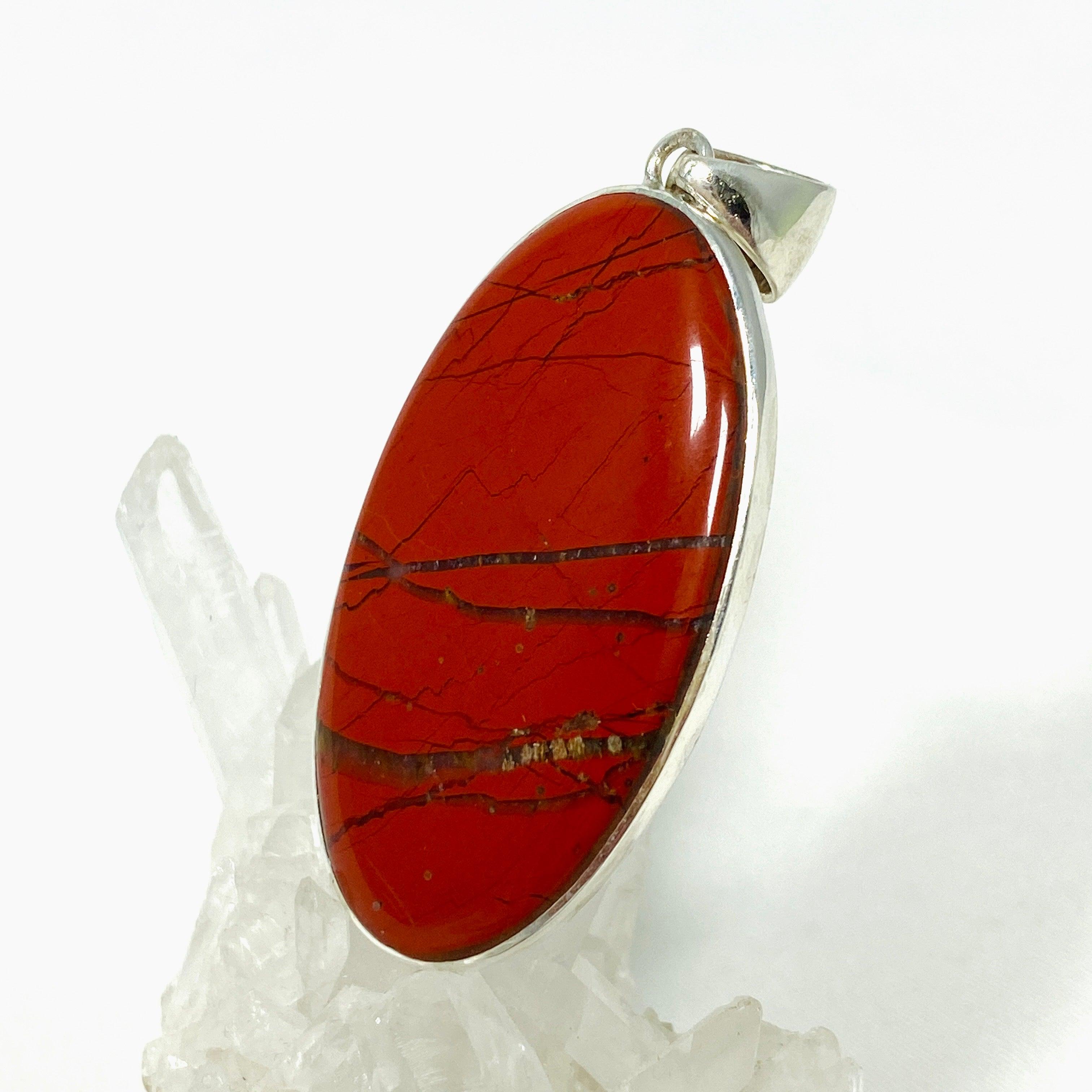 Red Jasper Oval Pendant Necklace - Natural Stone Jewelry KPGJ4442 for Healing, Protection & Spiritual Balance | Perfect for Meditation, Yoga & Energy Work