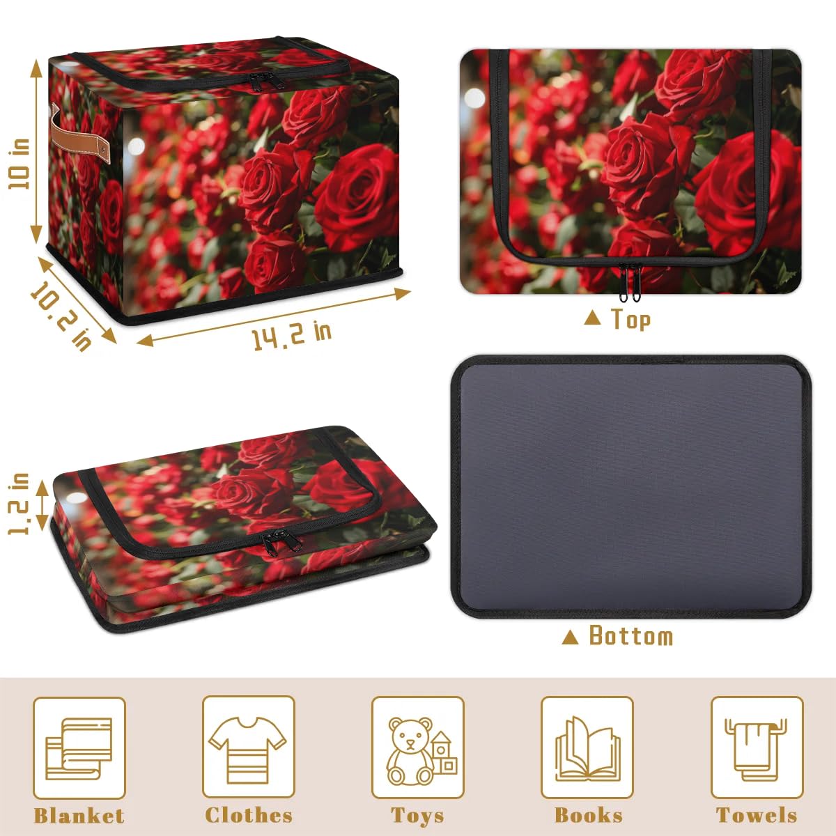 Valentine's Day Storage Boxes with Sturdy Handles - 2 Pack Zippered Storage Bins for Clothes, Toys & Home Organization - Perfect for Bedroom, Closet & Nursery Storage Solutions