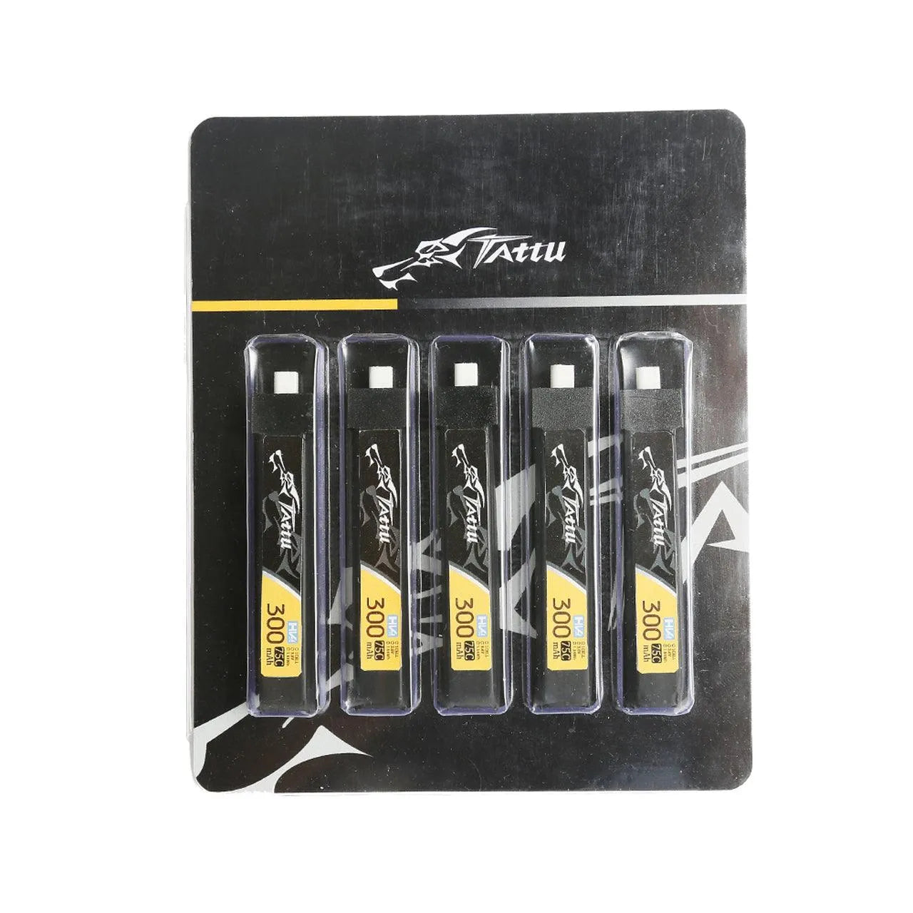 Tattu 300mAh 3.8V High Voltage 75C 1S1P Lipo Battery Pack with BT 2.0 Plug (5-Pack) - Perfect for RC Drones, FPV Racing, and Mini Quadcopters