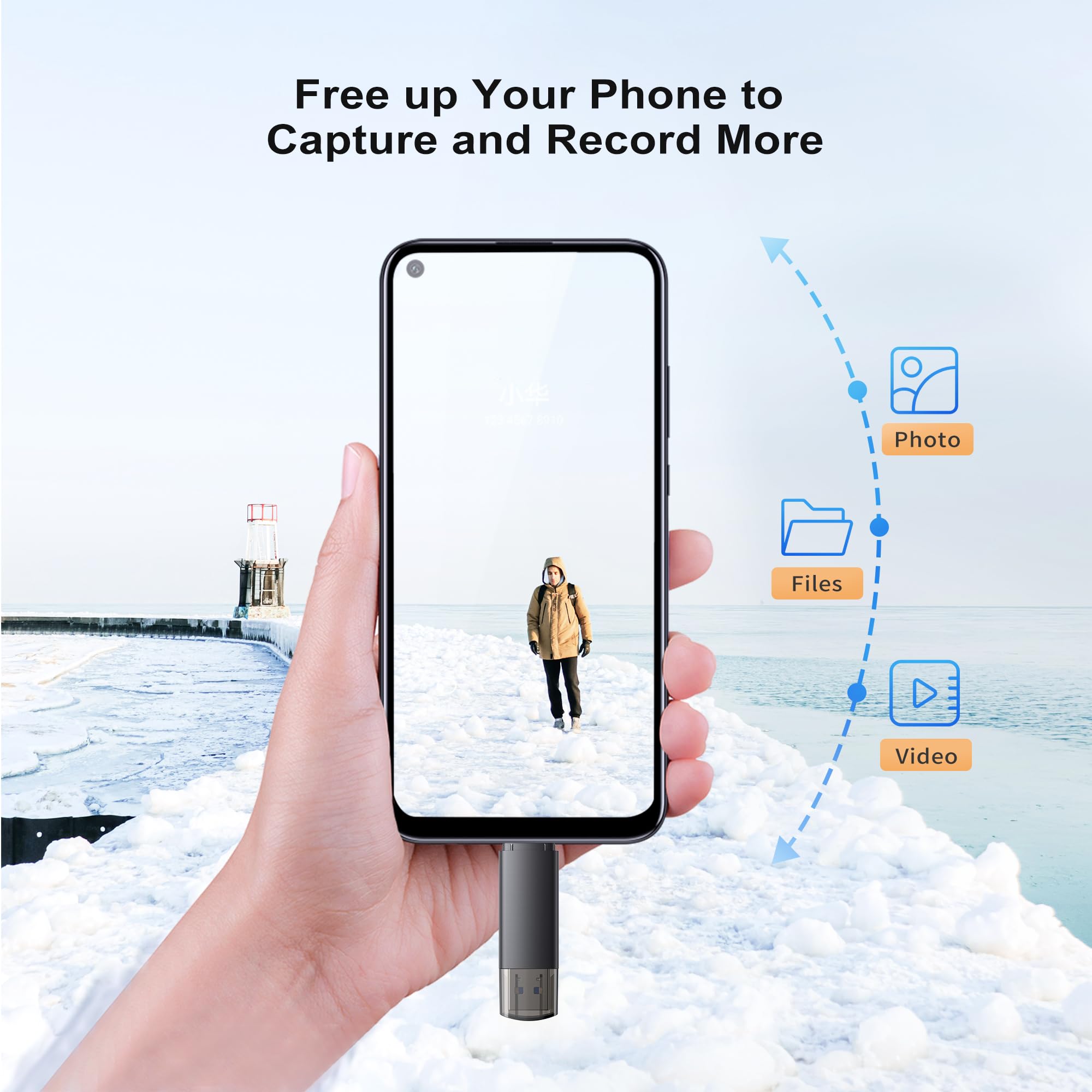 32GB USB Flash Drive Dual USB-A & USB-C 3.0 for Android/PC/Phone Storage