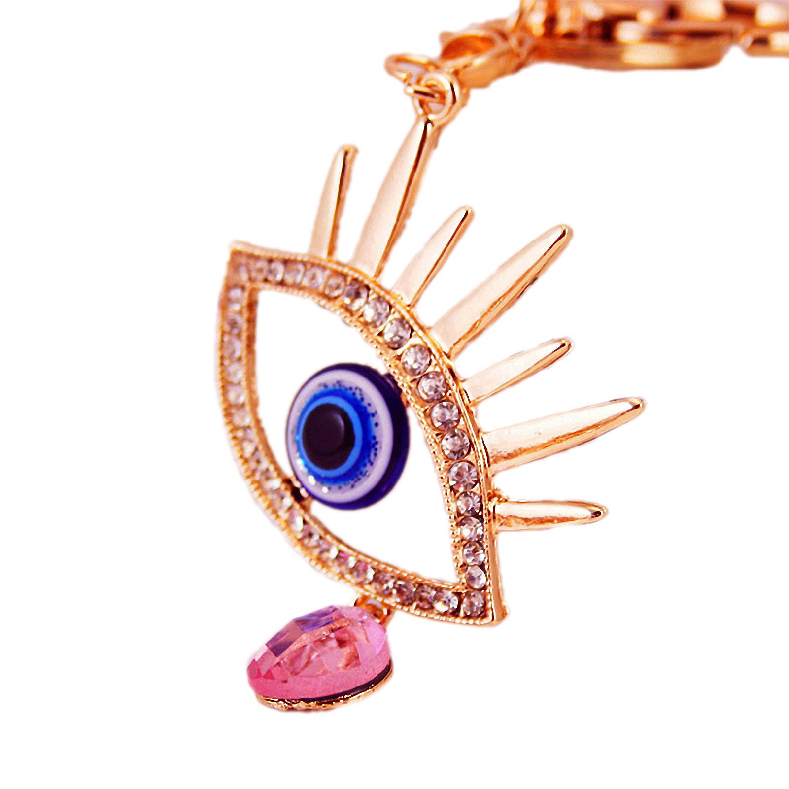 Giwotu Evil Eye Keychain - Zinc Alloy Protection Amulet & Lucky Charm Pendant for Women - Pink Bag Accessory Key Ring Holder for Purse, Wallet & Travel (Perfect Gift for Protection & Good Luck)