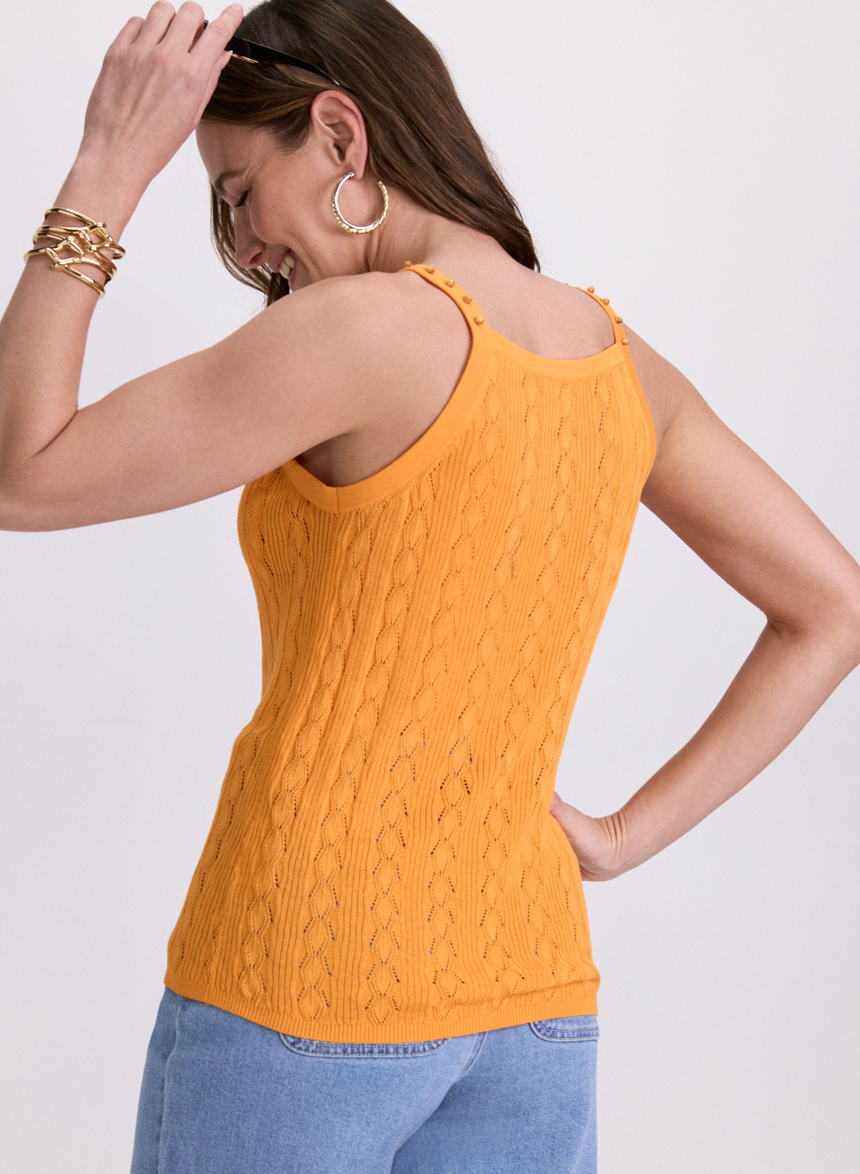 Beaded Sleeveless Sweater for Women - Elegant Knit Top with Pearl Embellishments | Perfect for Parties, Date Nights & Summer Outfits