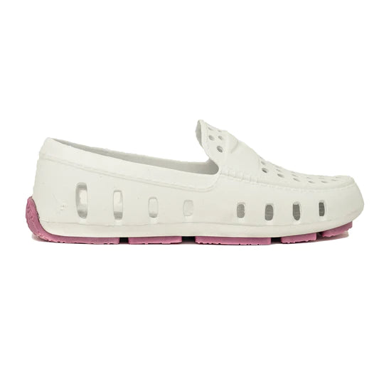 White & Lilac Floafers Women's Driving Loafers - Comfortable Slip-On Shoes for Casual Wear, Work & Travel