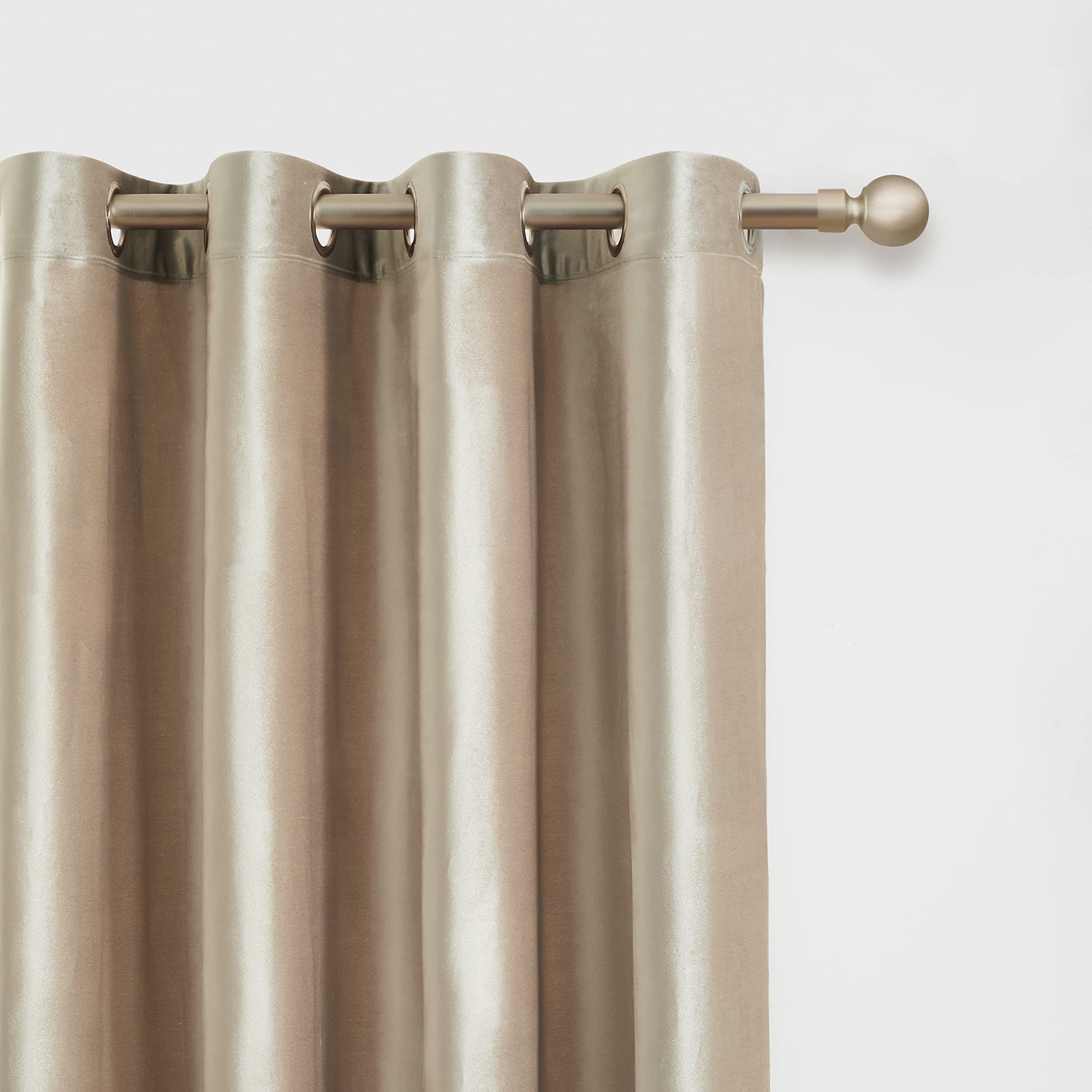 BULBUL Champagne Velvet Blackout Curtains 120 Inch Length - 2 Panels Thermal Insulated Room Darkening Window Drapes for Living Room & Bedroom, Beige Grommet Curtains for Home Decor & Light Control