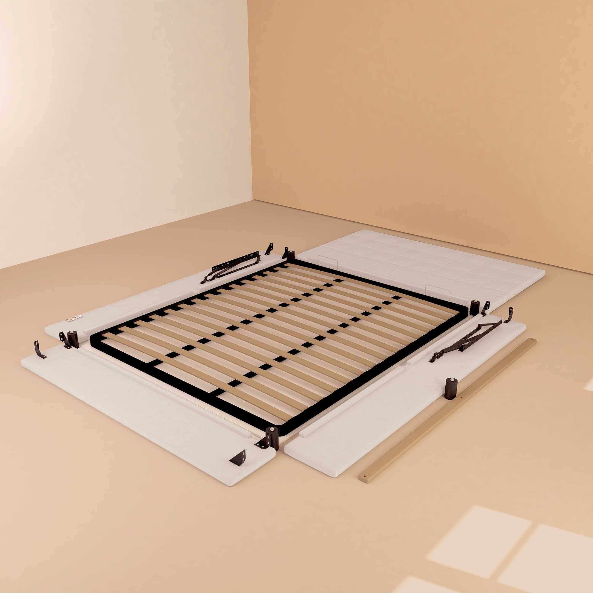 Baldiflex Single Bed with Storage, Dublin Fabric Model, Slatted Base for Single Mattresses, 80 x 190 cm, Elegant Headboard, Light Gray - Perfect for Small Bedrooms, Guest Rooms & Studio Apartments