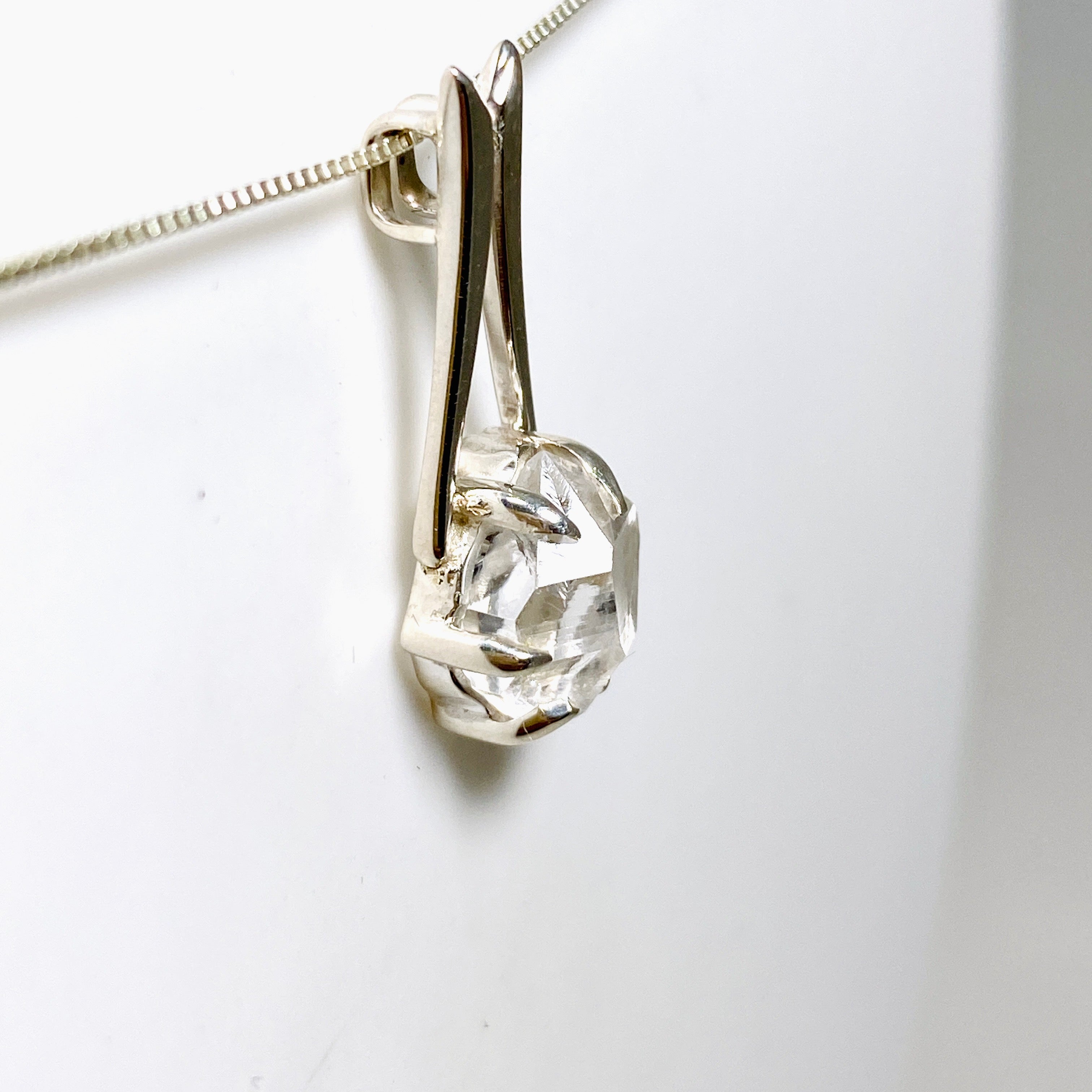 Natural Herkimer Diamond Pendant Necklace - 70 Carat BTP (Beaded Triangle Pendant) - Healing Crystal Jewelry for Meditation, Energy Work & Spiritual Gifts