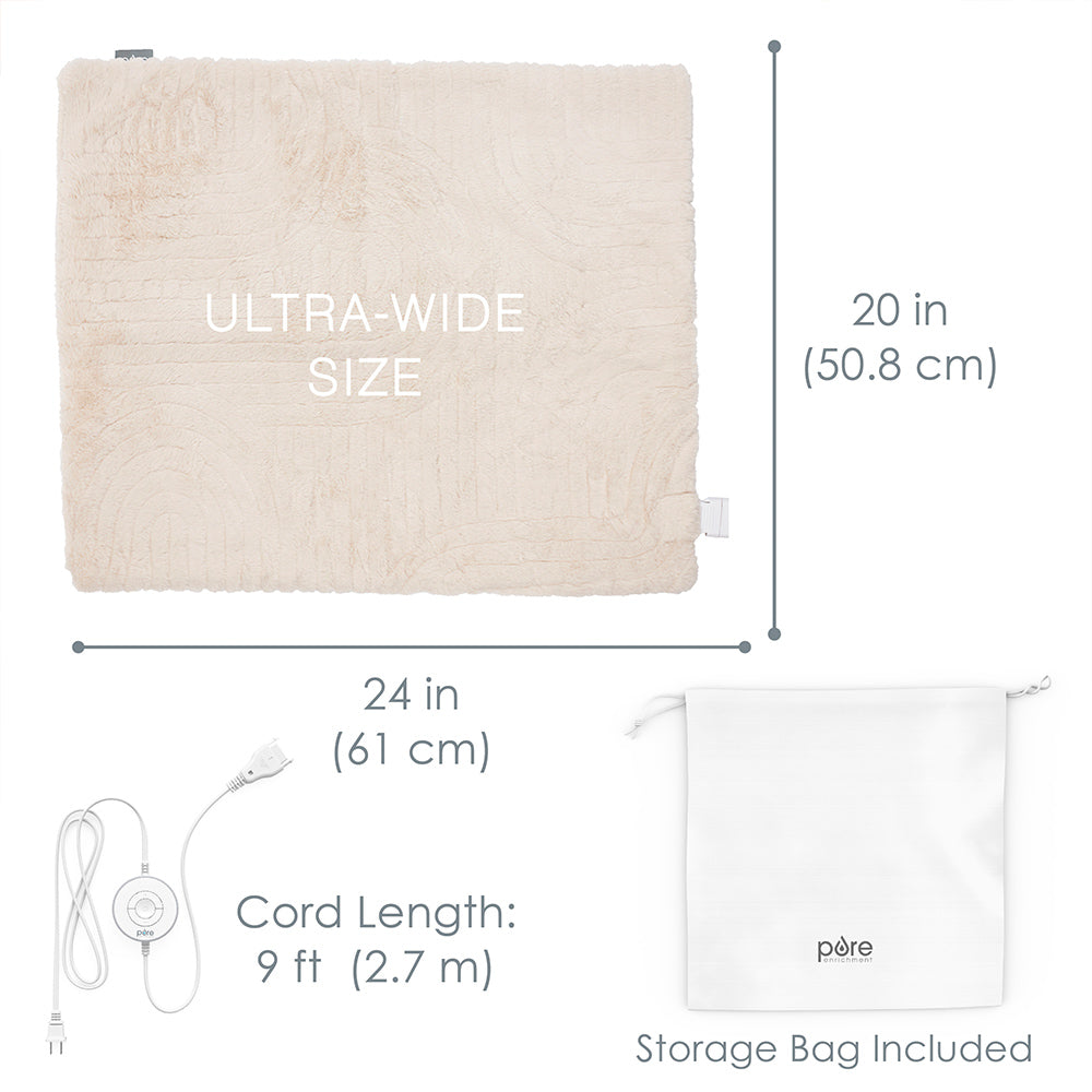 PureRadiance™ Ultra Wide Luxury Heating Pad - Large Electric Heating Pad for Back, Neck & Shoulder Pain Relief - Perfect for Home, Office & Travel Use
