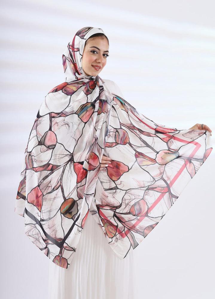 Twin Peaches Printed Chiffon Hijab Scarf - Lightweight Muslim Headscarf for Women - Perfect for Daily Wear, Prayer & Special Occasions