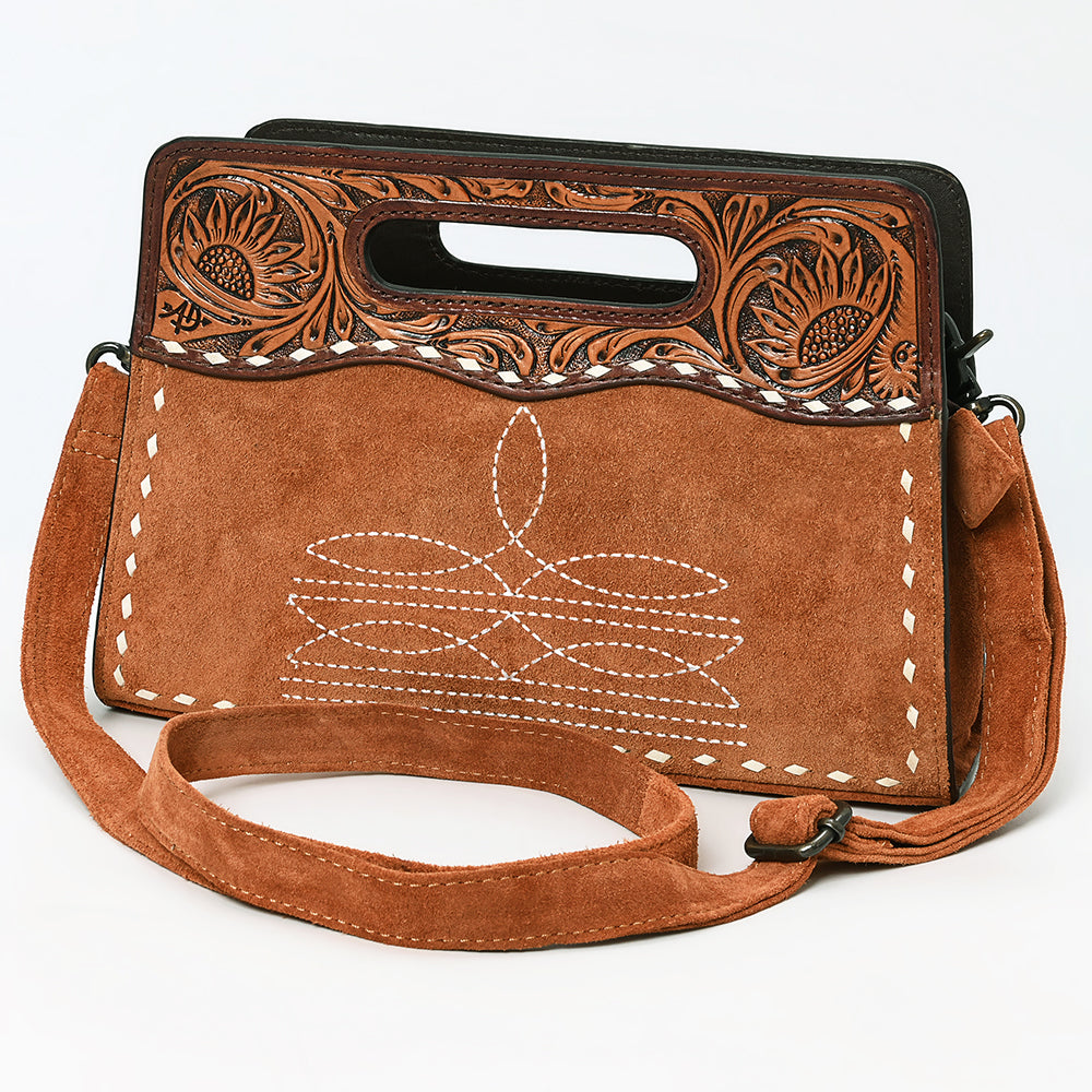 American Darling ADBG1658 Genuine Western Leather Crossbody Bag for Women - Hand-Tooled Suede Purse - Perfect for Casual Outings, Travel & Western Fashion Accessories