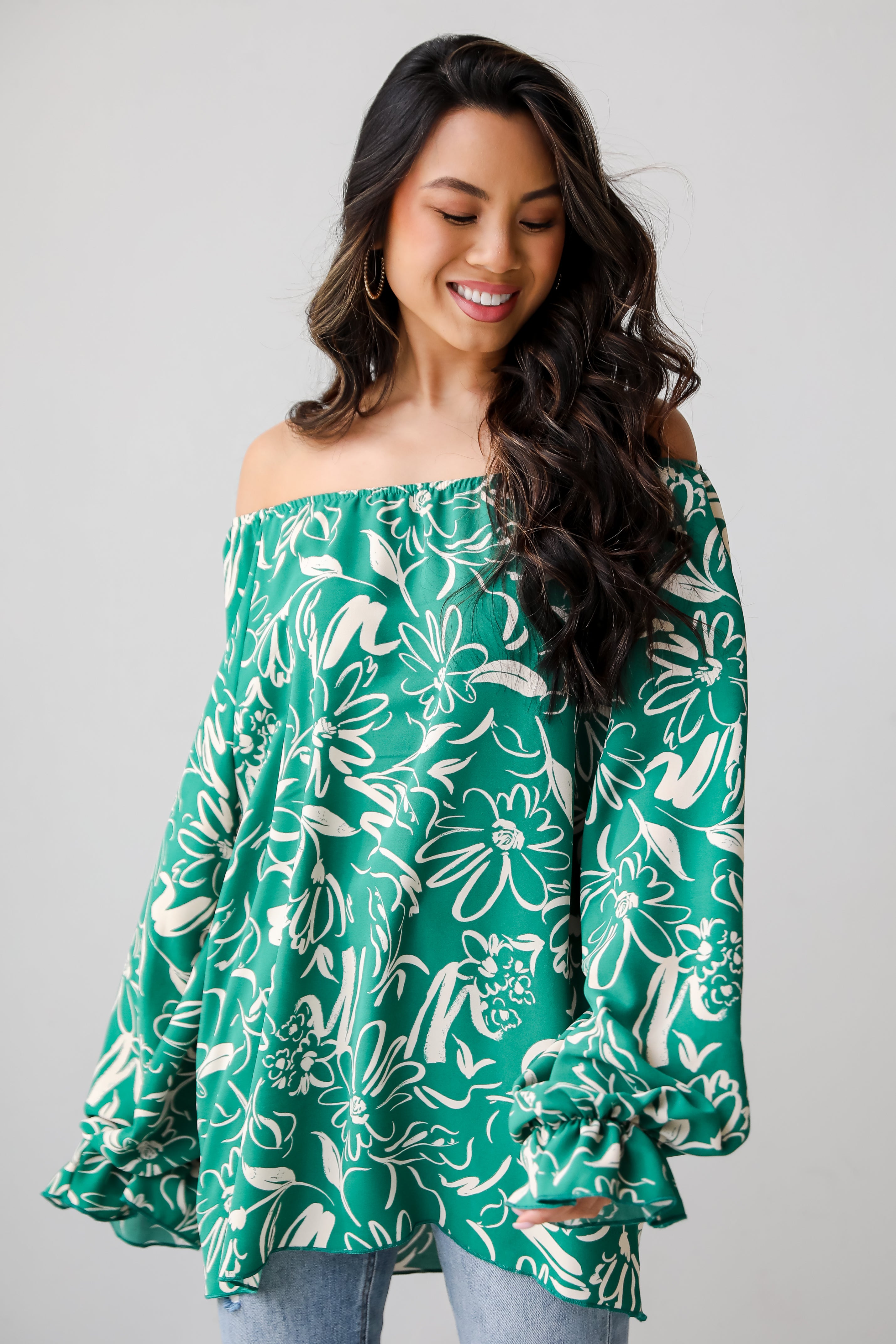 Stylish Green Floral Blouse for Women | Premium Quality Summer Top | Perfect for Office, Date Night & Casual Outings