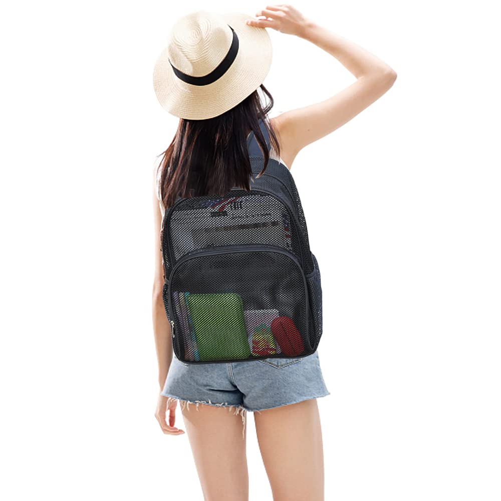 COVAX Durable Mesh Backpack for School, College, Work & Travel - Heavy Duty Semi-Transparent Bookbag for Swimming, Beach, Sports, Gym & Outdoor Activities - Perfect for Students, Professionals & Travelers
