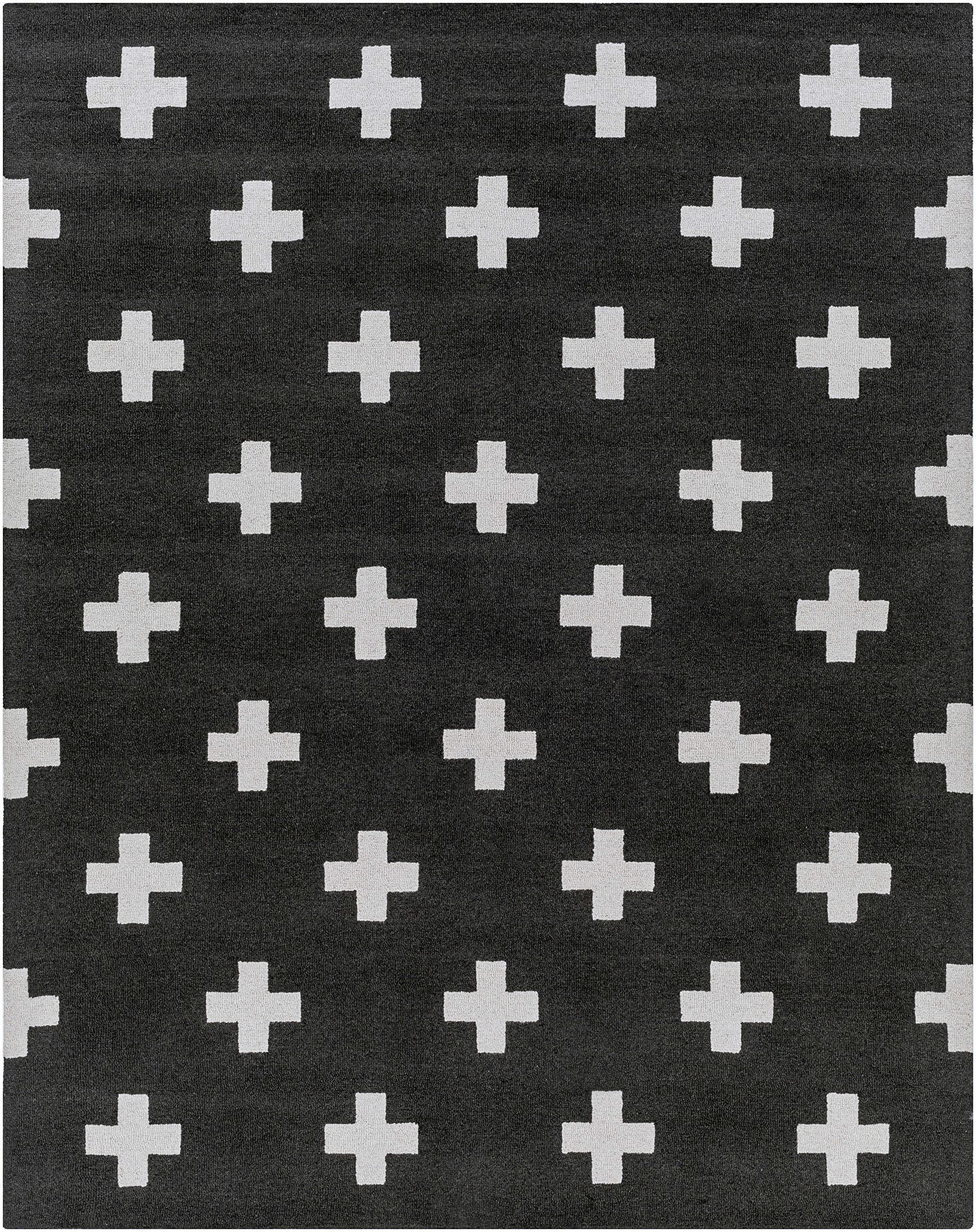 Hauteloom Shawanee Wool Area Rug 3' x 5' - Modern Black & White Handmade Rug for Living Room, Bedroom - Soft & Durable Home Decor - Perfect for Cozy Spaces, Home Office & Nursery