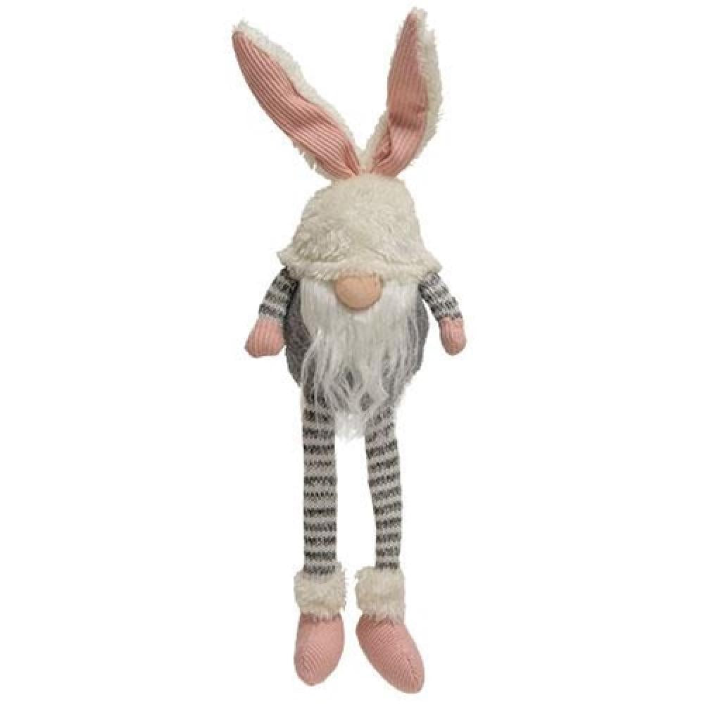 Striped Bunny Gnome with Dangle Legs - Cute Easter Home Decor for Garden, Patio, and Indoor Display - Perfect for Spring, Easter Decorations, and Gift Giving
