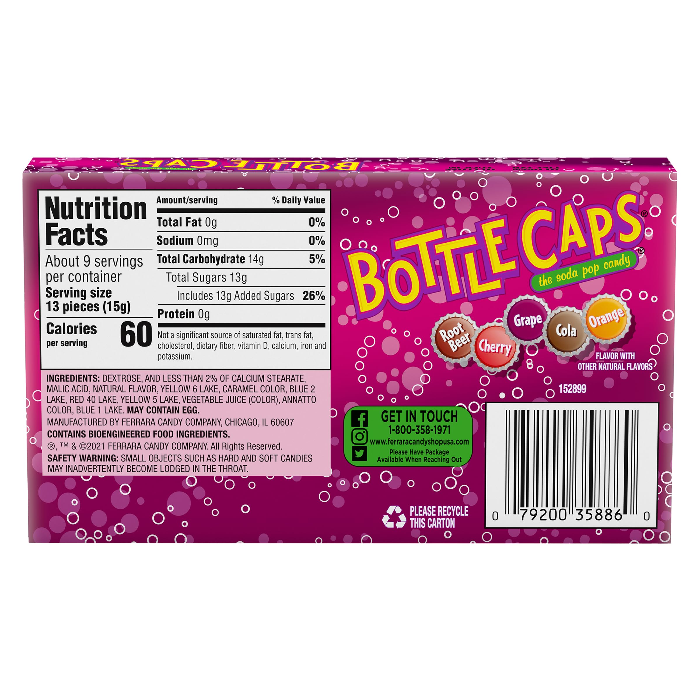 Wonka Bottle Caps Fizzy Hard Candy - 5oz Theater Candy Boxes (Pack of 10) | Bulk Movie Theater Style Candy for Parties, Halloween Treats & Nostalgic Snacking