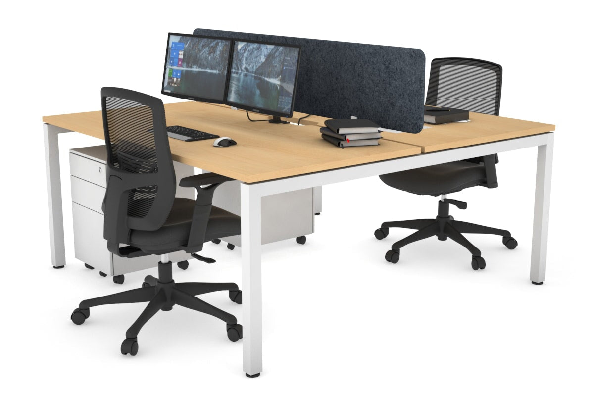 Quadro Square Legs 2 Person Office Workstation Desk - 1200L x 800W with Cable Management Scallop - Perfect for Shared Workspaces & Home Offices