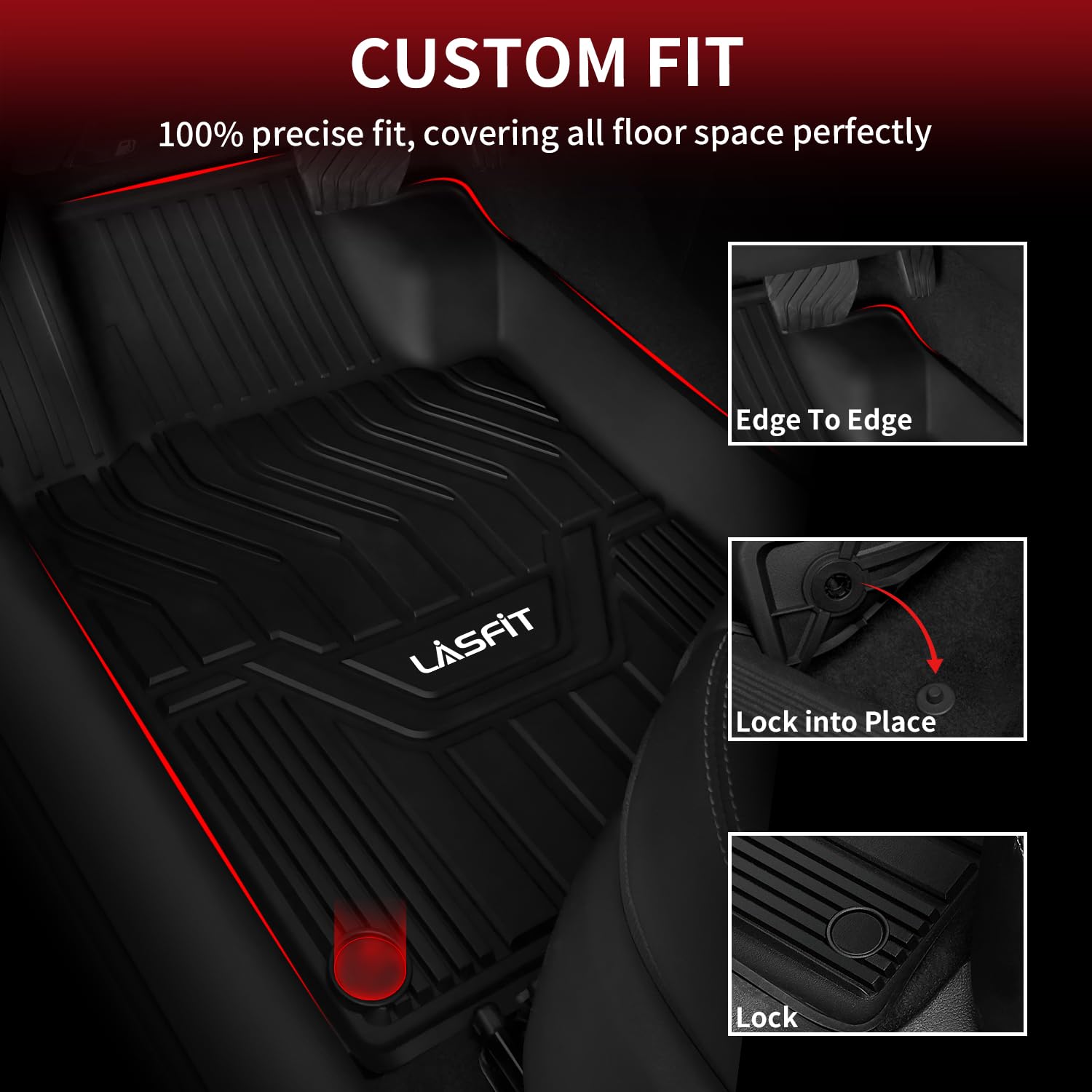 LASFIT Custom Fit All-Weather Floor Mats for Nissan Altima 2019-2025 (Front & Rear) - TPE Durable Car Floor Liners for Altima S/SL/SR/SV/Platinum Models - Perfect for Daily Commute, Road Trips & Winter Protection (Black)