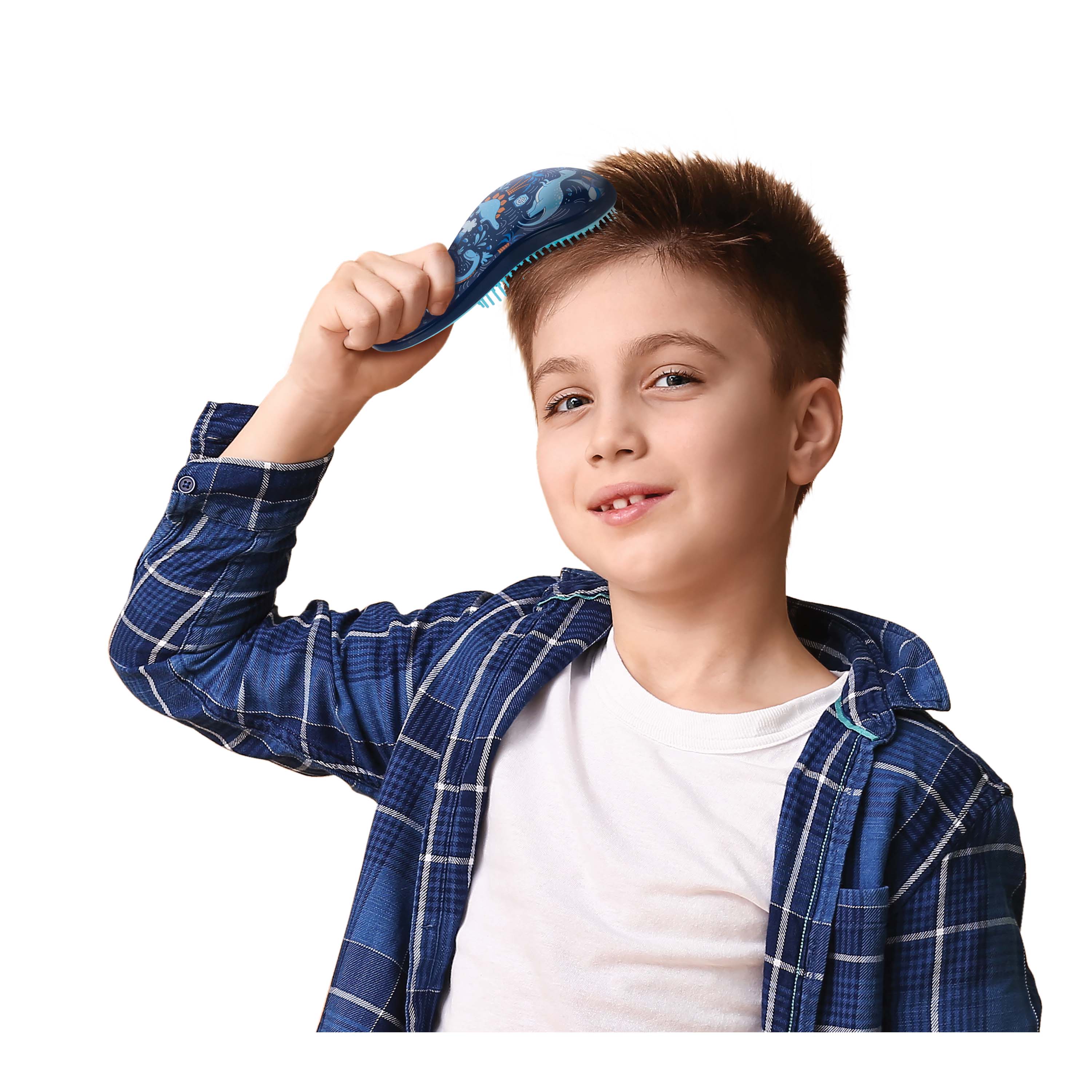 IS Gift Dinosaur Detangling Hairbrush for Kids - Soft Bristles Pain-Free Hair Brush for Toddler Girls & Boys - Perfect for Home, Travel & School Use