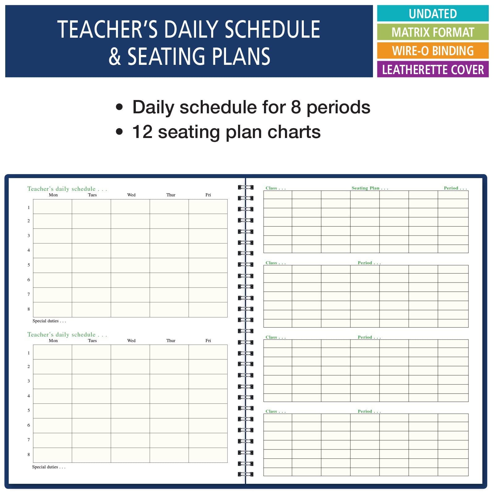 8-Period Wide Teacher Lesson Plan Book - Case Pack of 36 Units for Classroom Organization & Weekly Planning (Perfect for Elementary, Middle & High School Teachers)