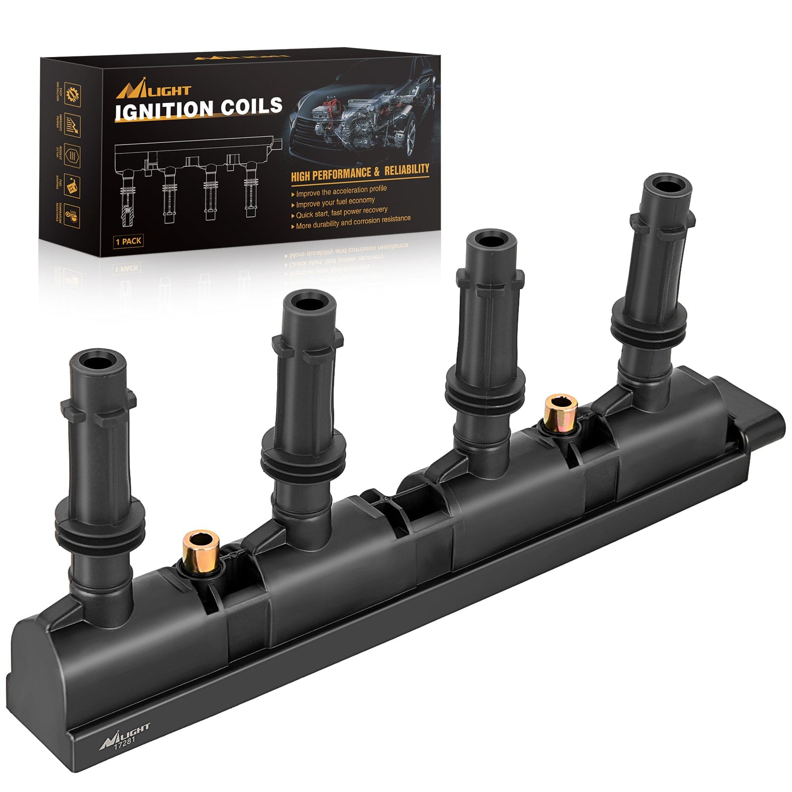 High Performance Ignition Coil Pack UF669 Compatible with Chevy Cruze Sonic Trax Volt Cadillac ELR Buick Encore 2011-2018 1.4L - Replaces D521C 55577898 55579072 25198623 - Perfect for Engine Misfire Repair & Performance Upgrade