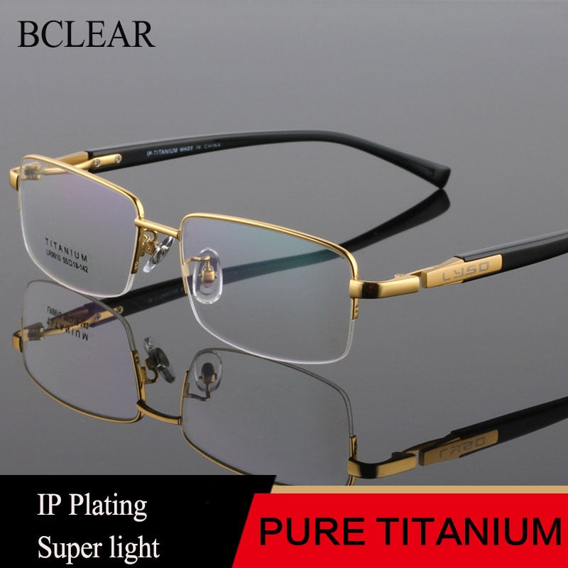 Bclear Men's Eyeglasses - Lightweight Titanium Acetate Frame with LR9910 Lenses for Work, Reading & Daily Use